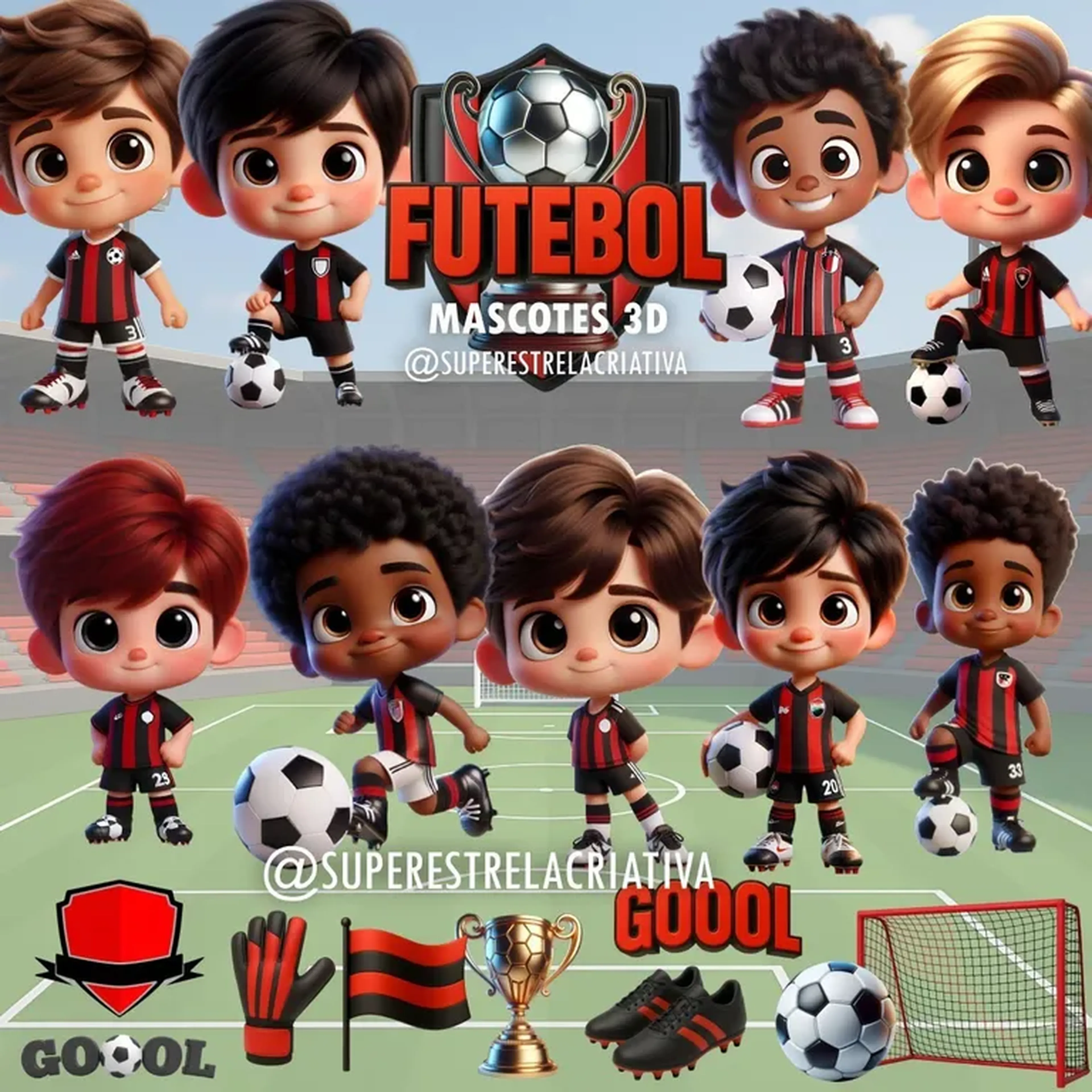Kit Digital Futebol – 80 Elementos PNG + JPG #2 imagem