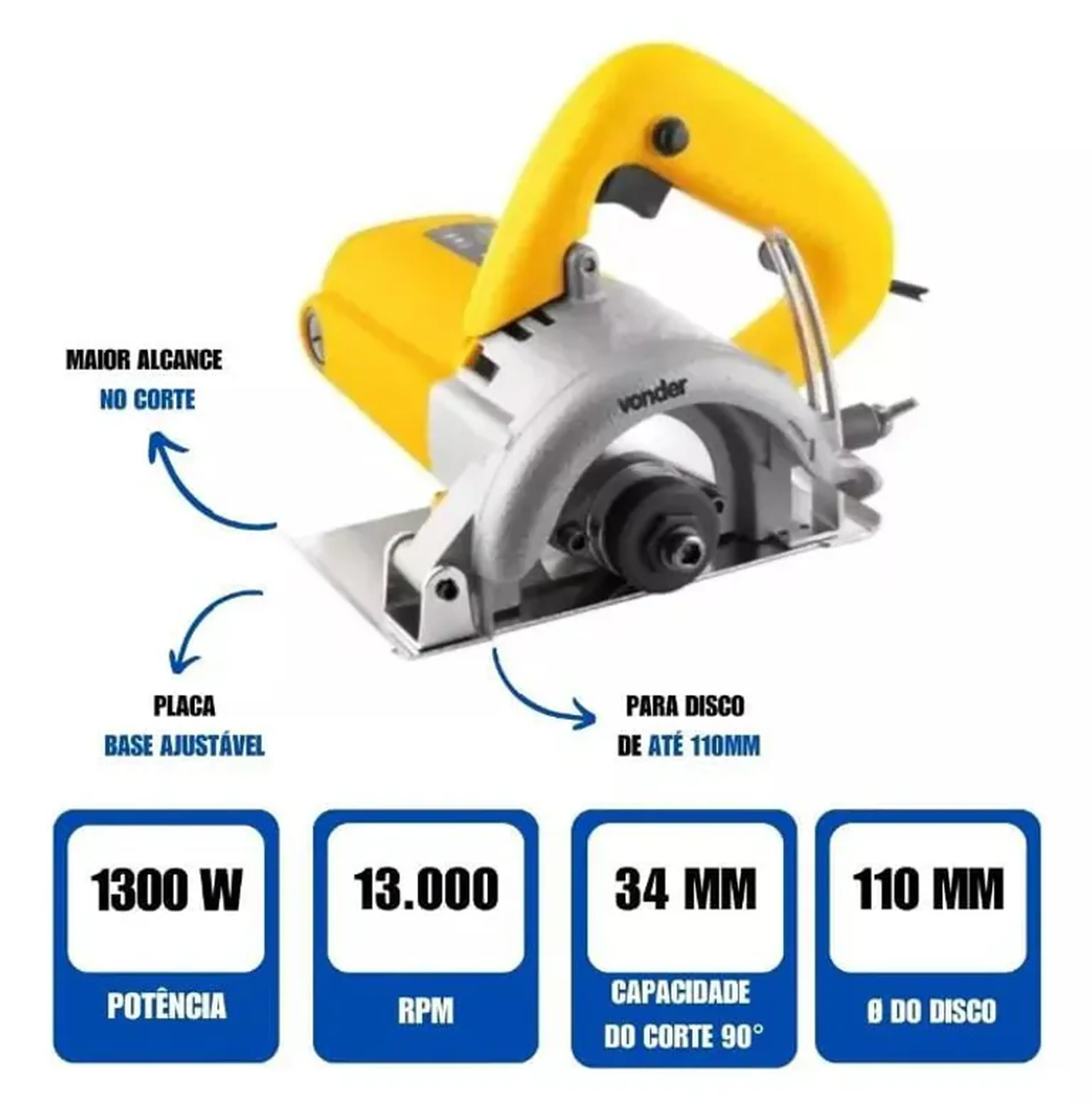 Serra Mármore Madeira Concreto Smv1300 127v Tipo Makita Vonder imagem