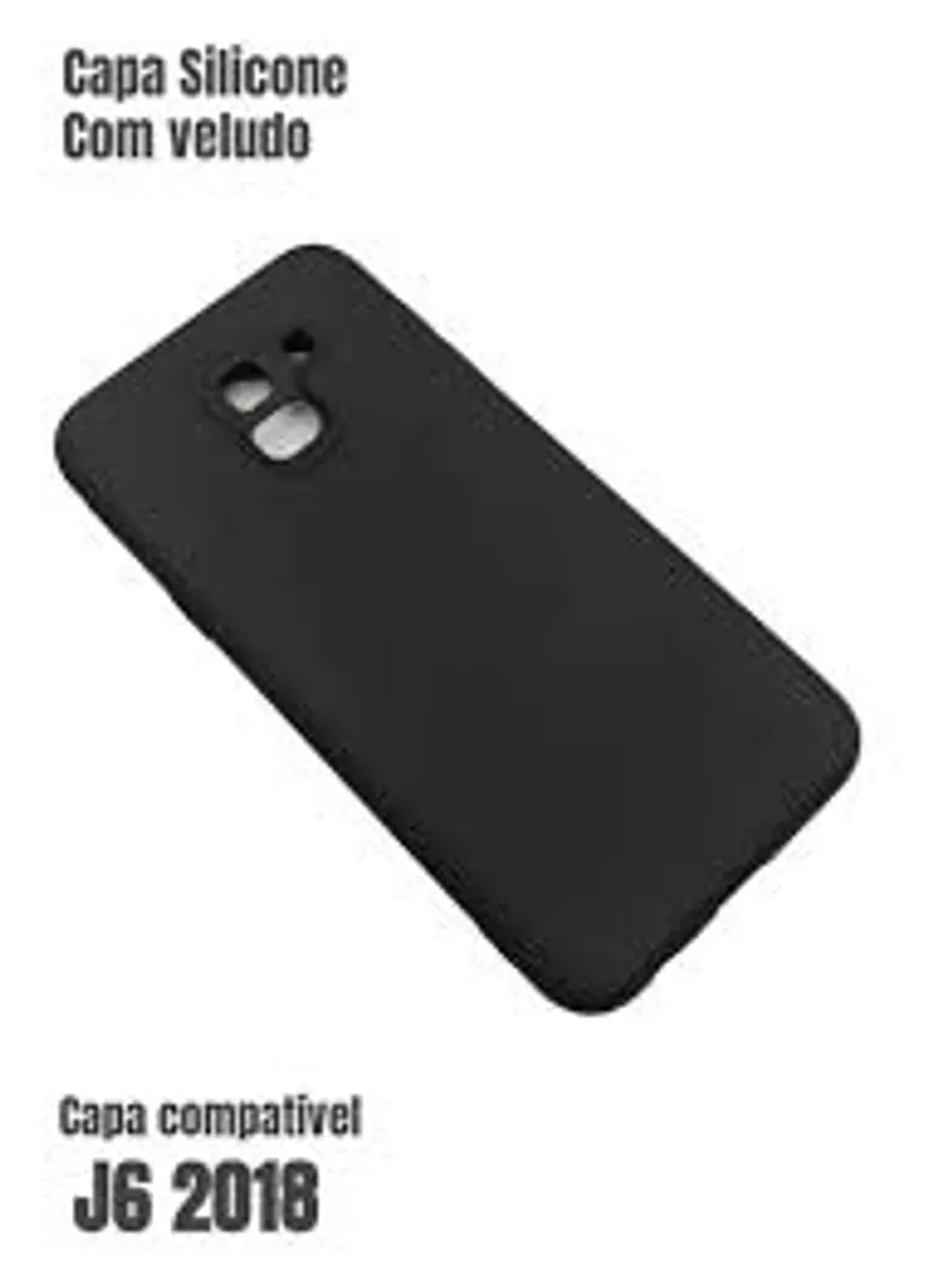 Capinha para Galaxy J6 2018, Silicone Aveludada (PRETA) imagem