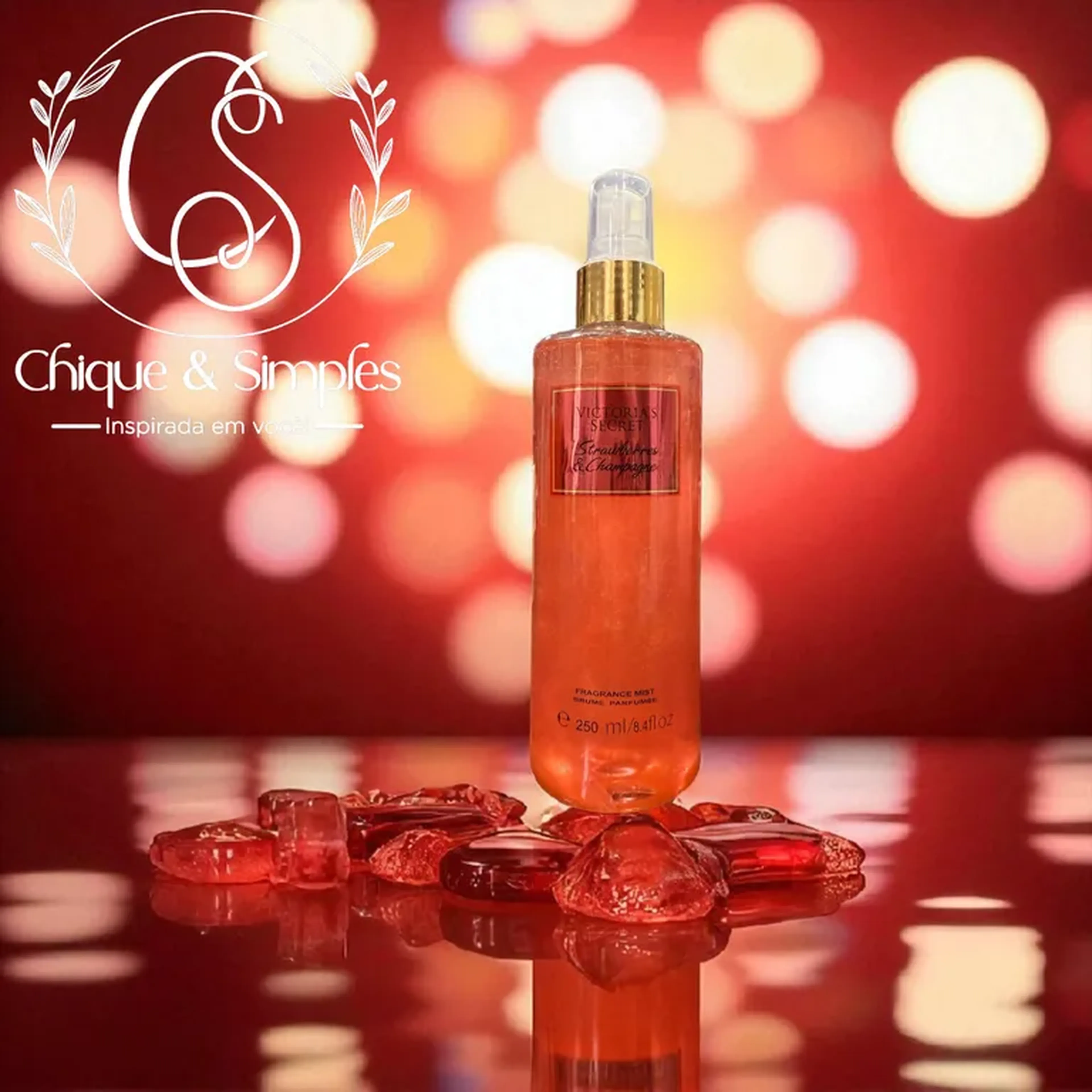 Body Splash Victoria Secrets com Glitter Strawberries e Champagn imagem