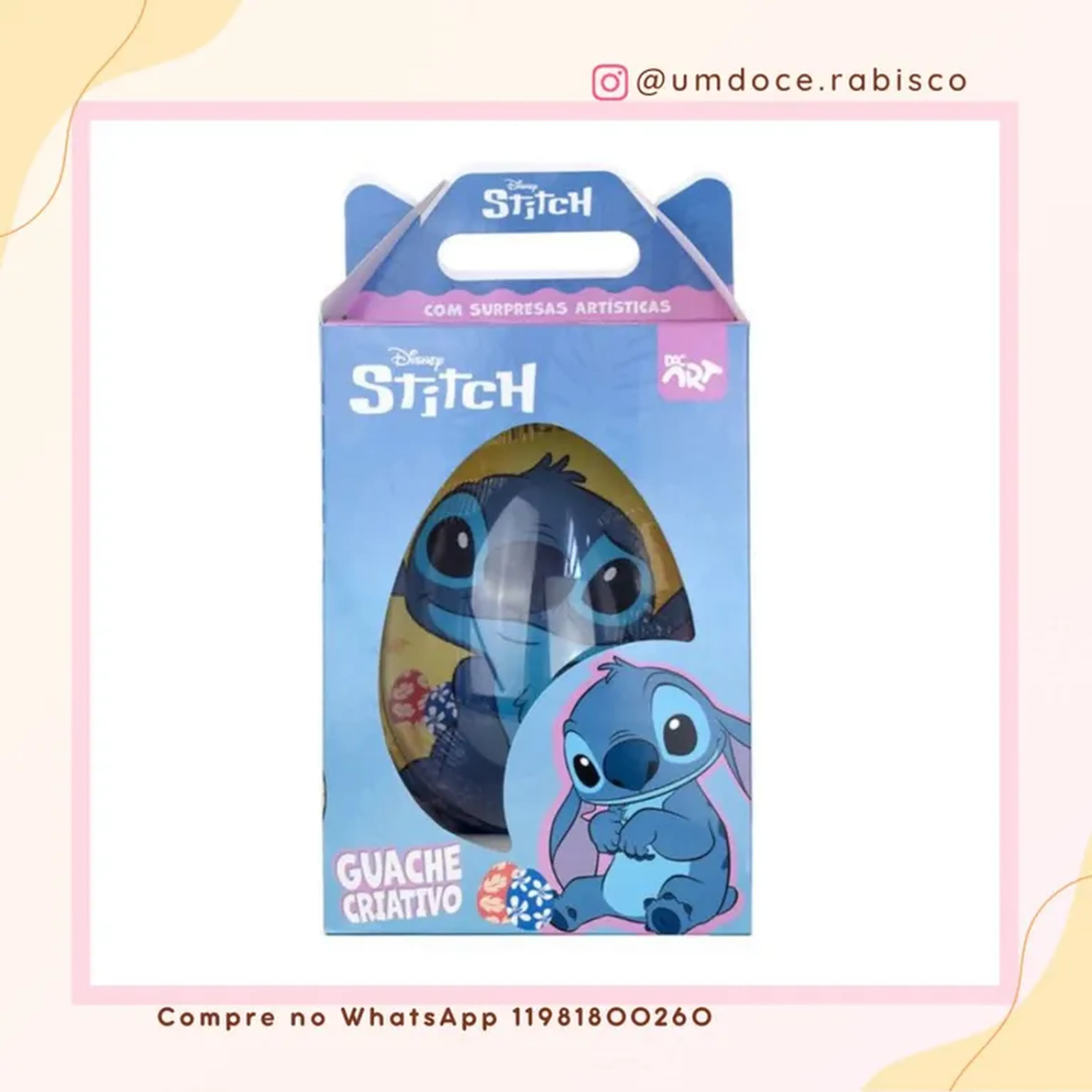 ￼Ovo de Páscoa Interat Guache Stitch Criativo Divertido Tintas imagem