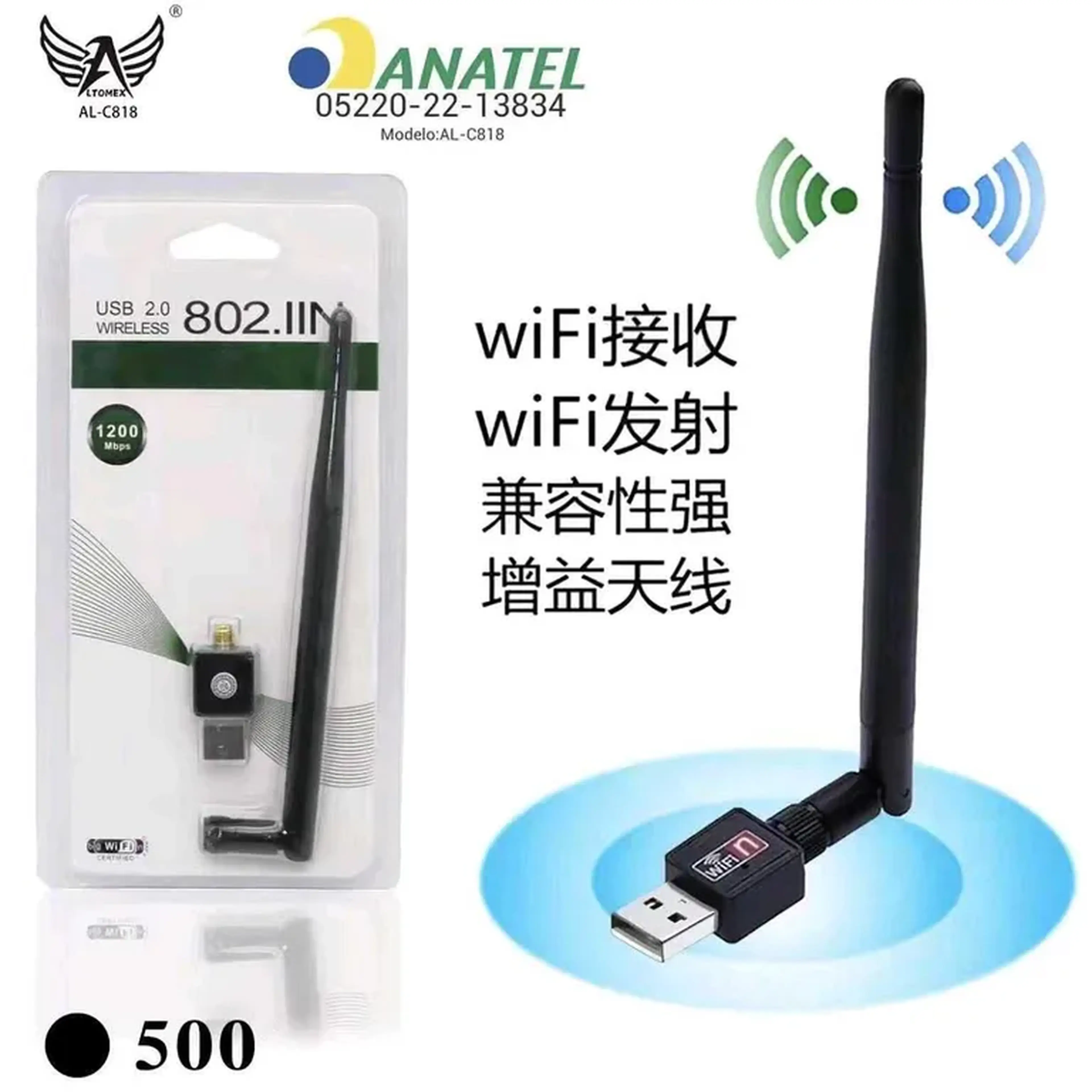 ADAPTADOR WIFI USB COM ANTENA 802.11 imagem