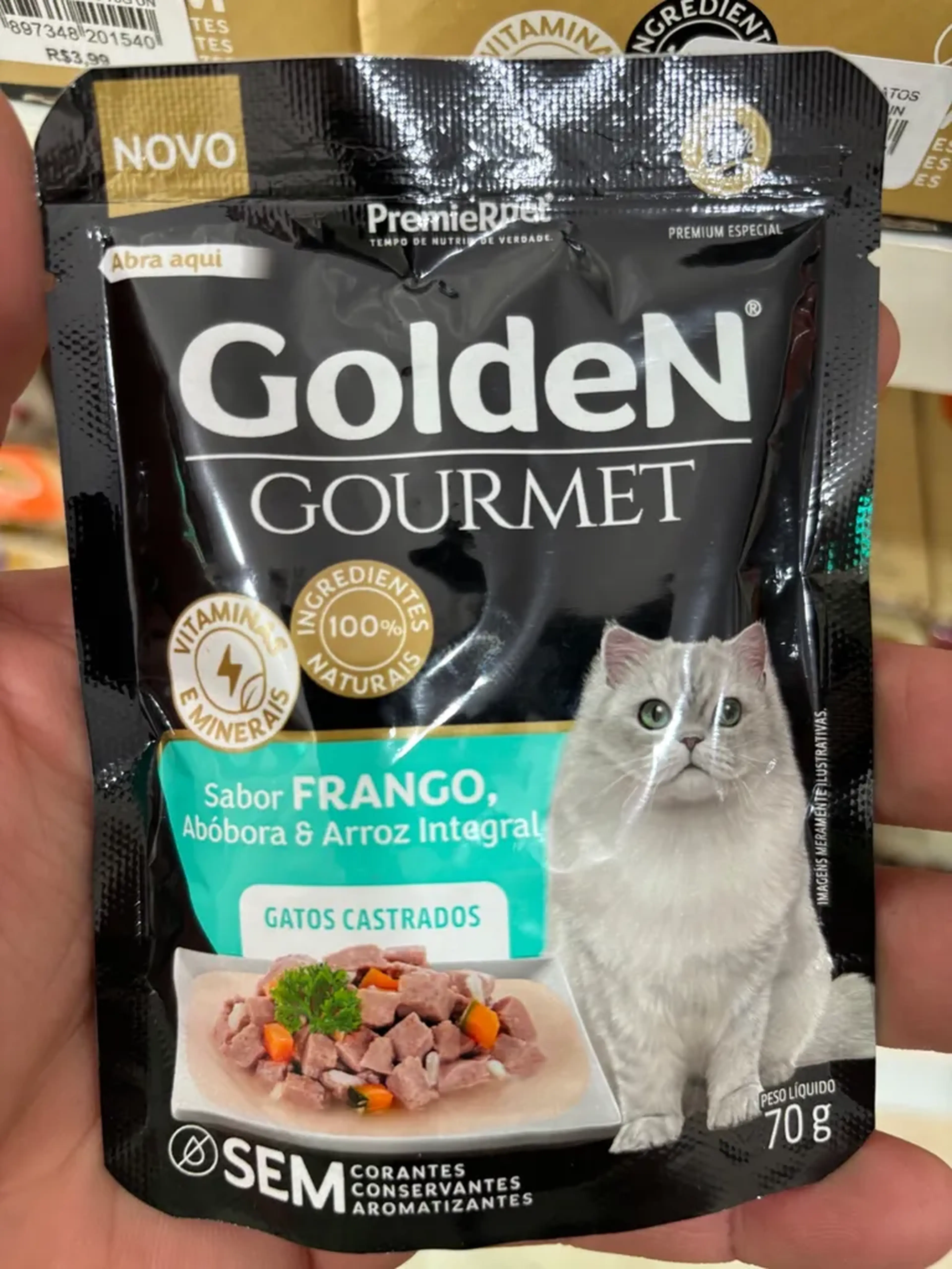 Golden Gourmet Gatos Castrados Frango 70g un imagem