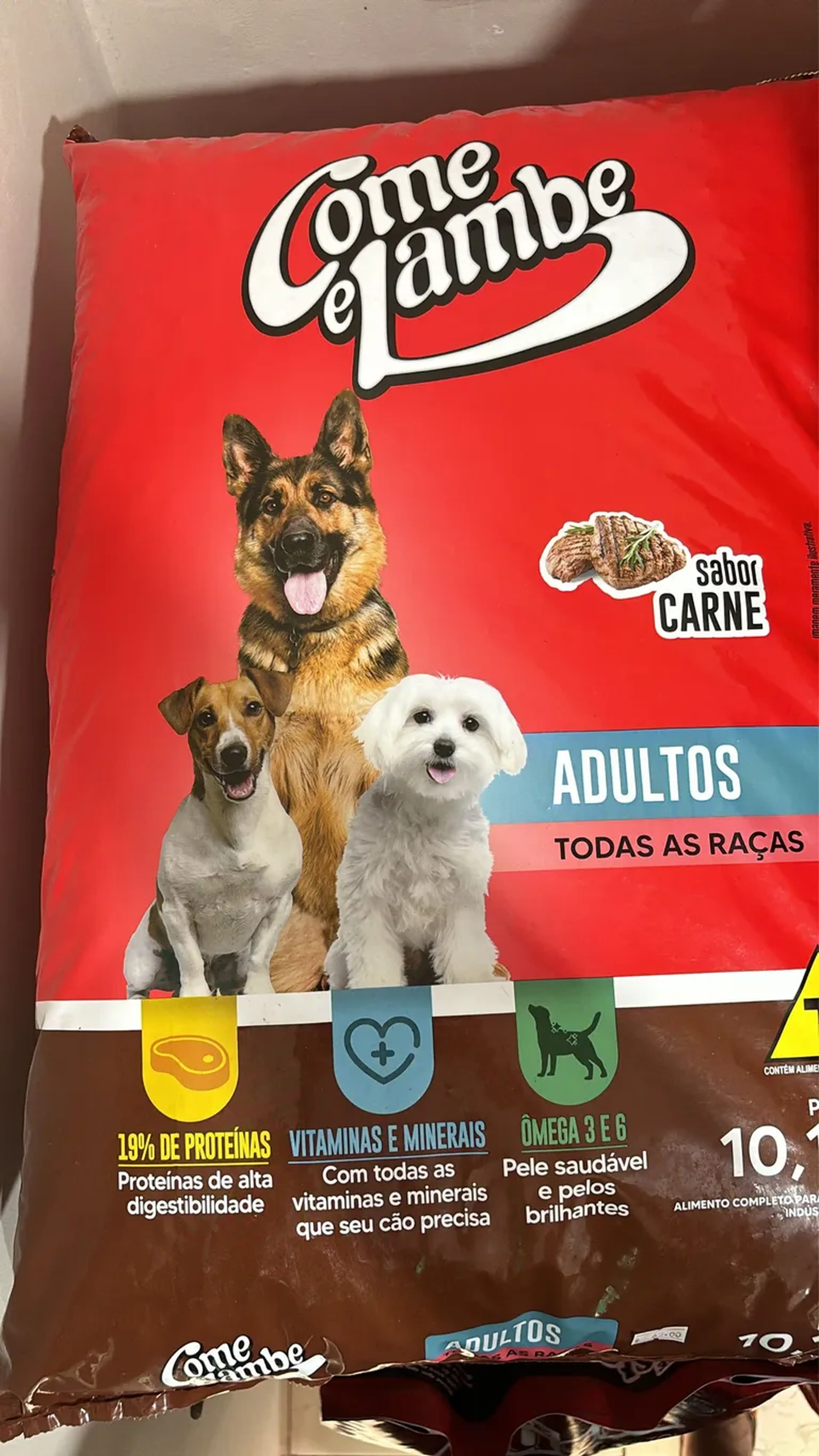 Ração Come Lambe Carne para Cães Adultos 10,1kg imagem