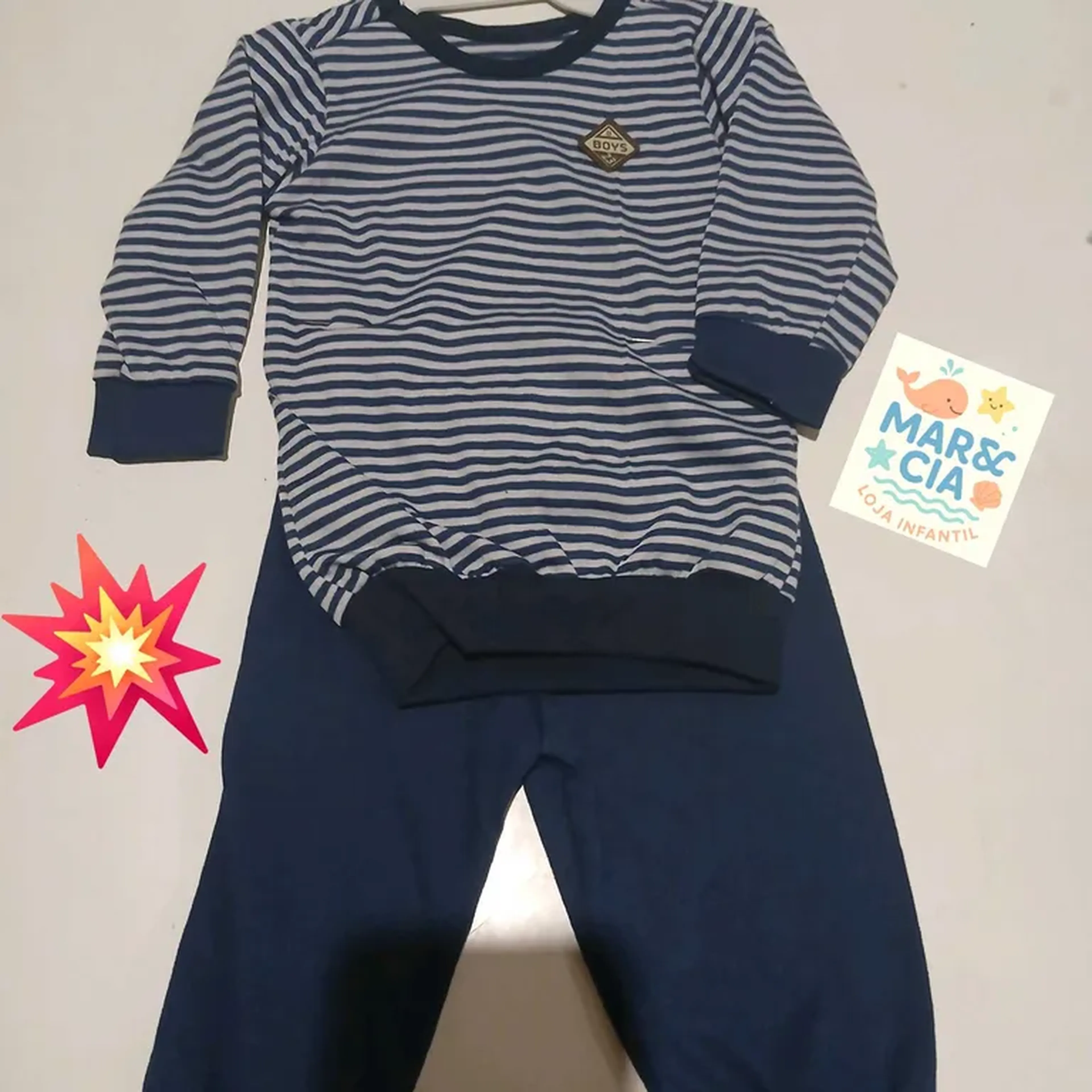 Pijama menino malha 0 a 9 meses imagem