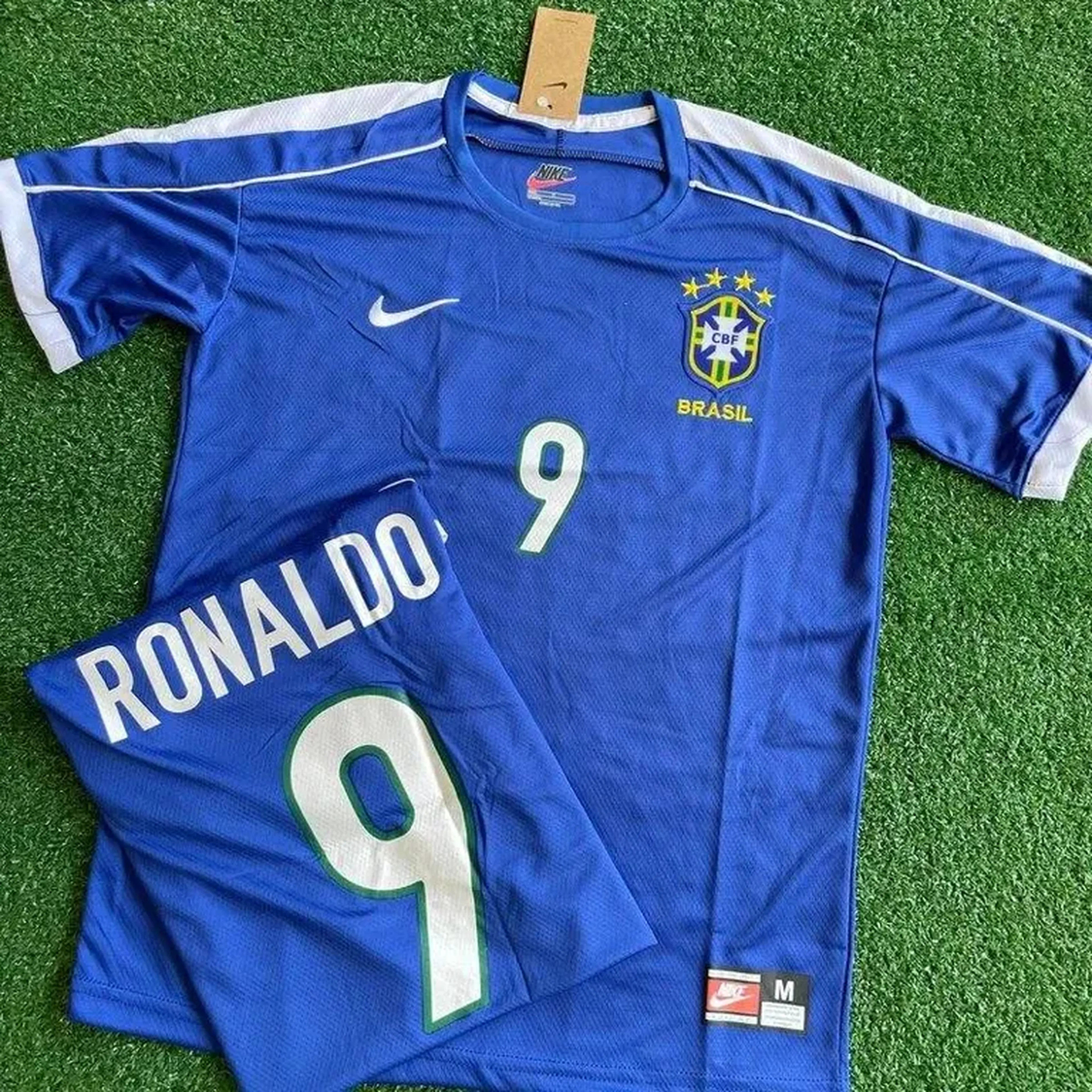 Camisa Nacional Premium Brasil Azul Ronaldo Retrô imagem