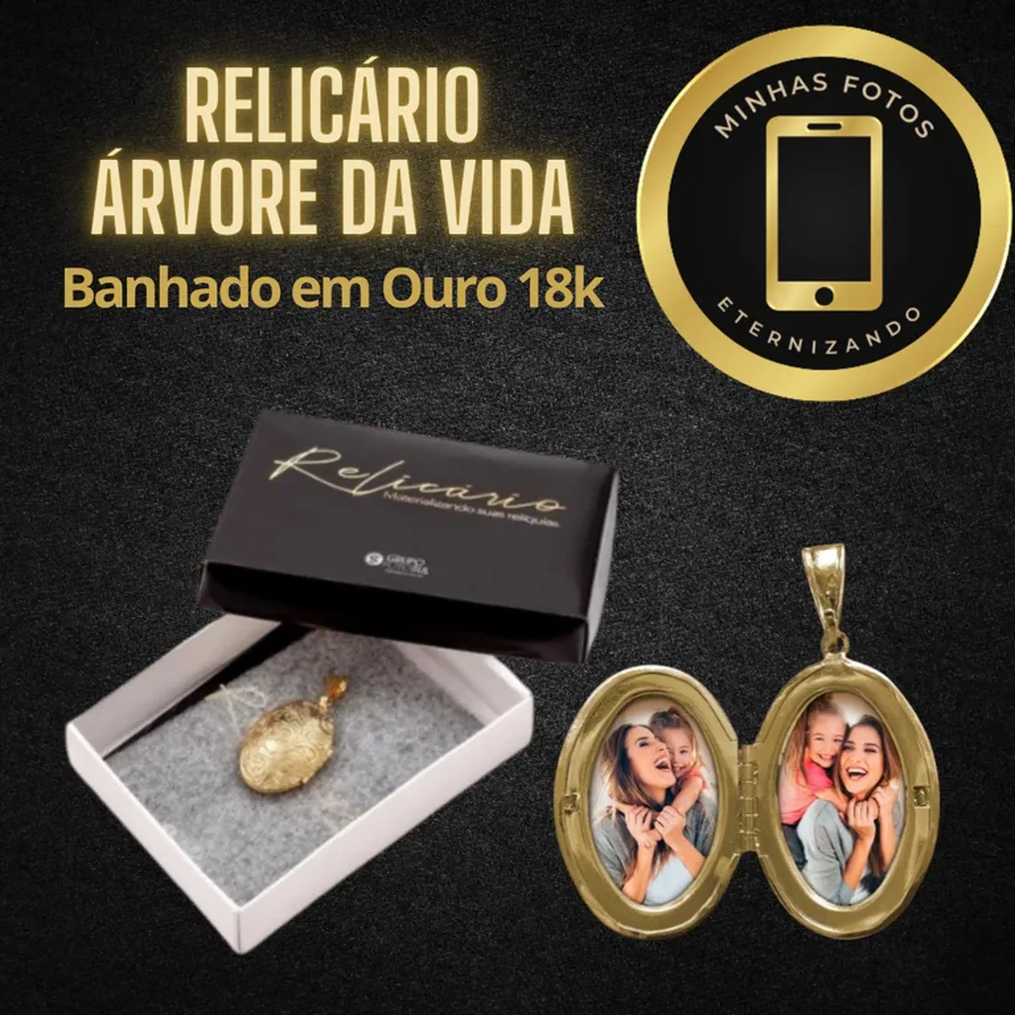 Relicário Banhado a Ouro 18k Banhado a Ouro 18k imagem