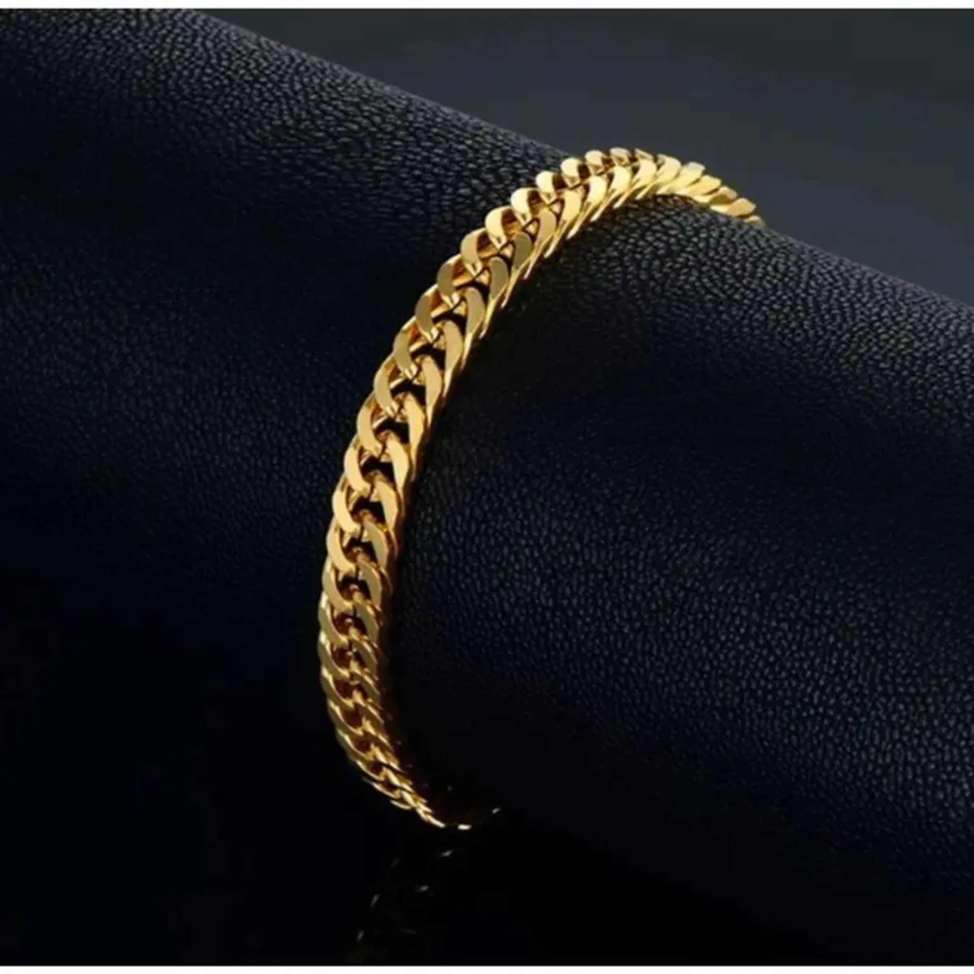 Pulseira Masculina aço inox banhado elo duplo imagem