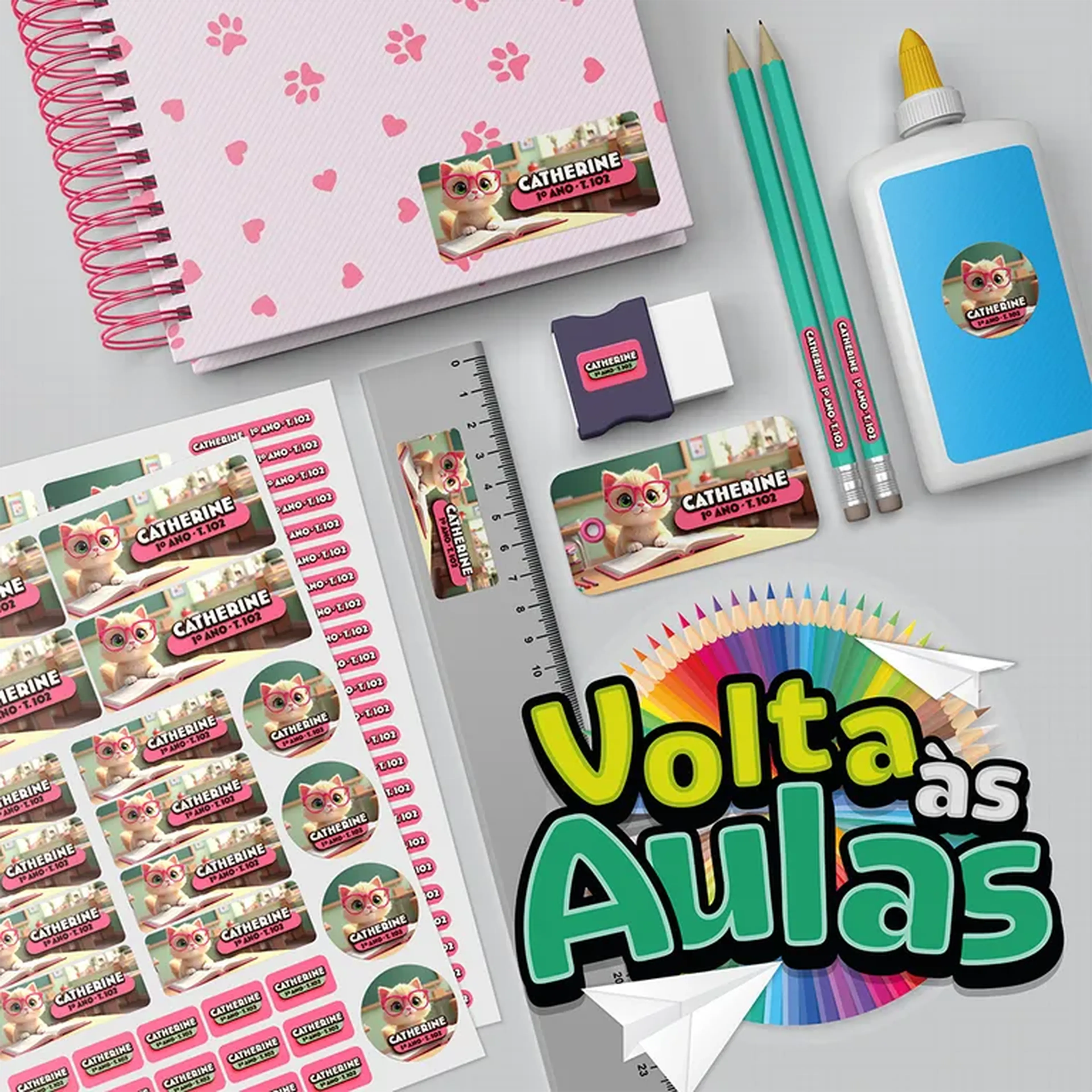 CARTELA ETIQUETAS ESCOLARES PERSONALIZADA imagem