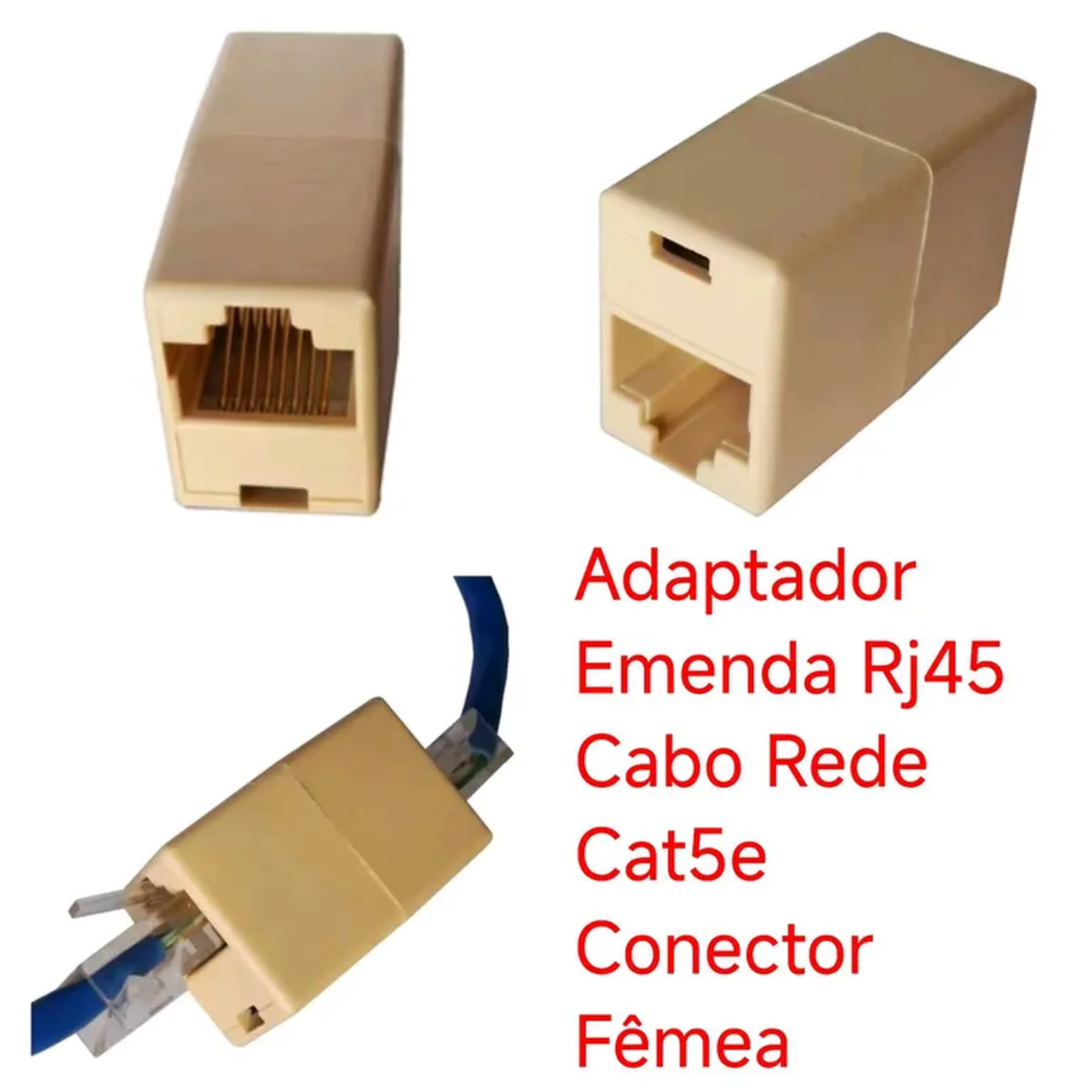 Adaptador Emenda Rj45 Cabo Rede Cat5e Conector Fêmea imagem