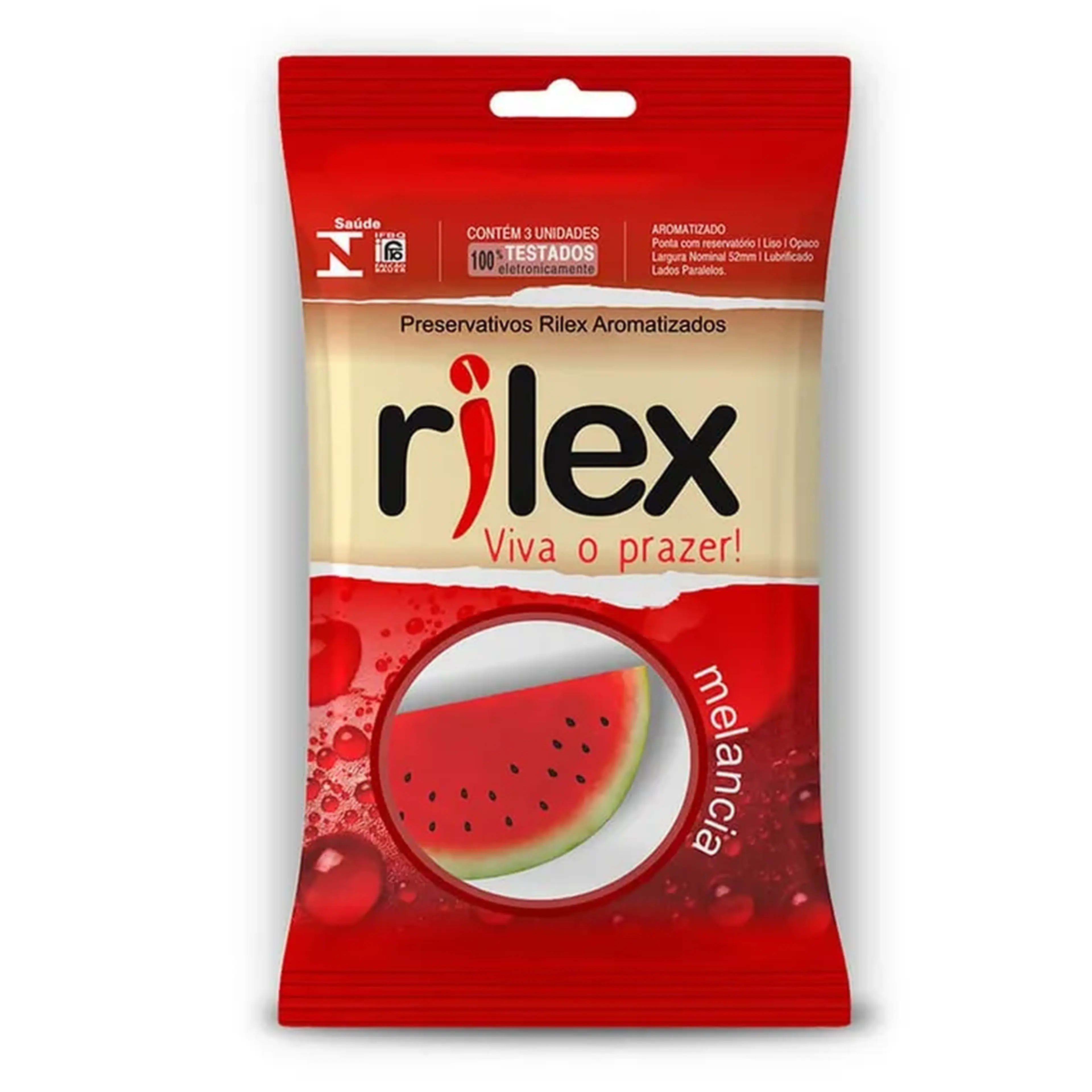 PRESERVATIVO LUBRIFICADO COM AROMA DE MELANCIA 3UN imagem