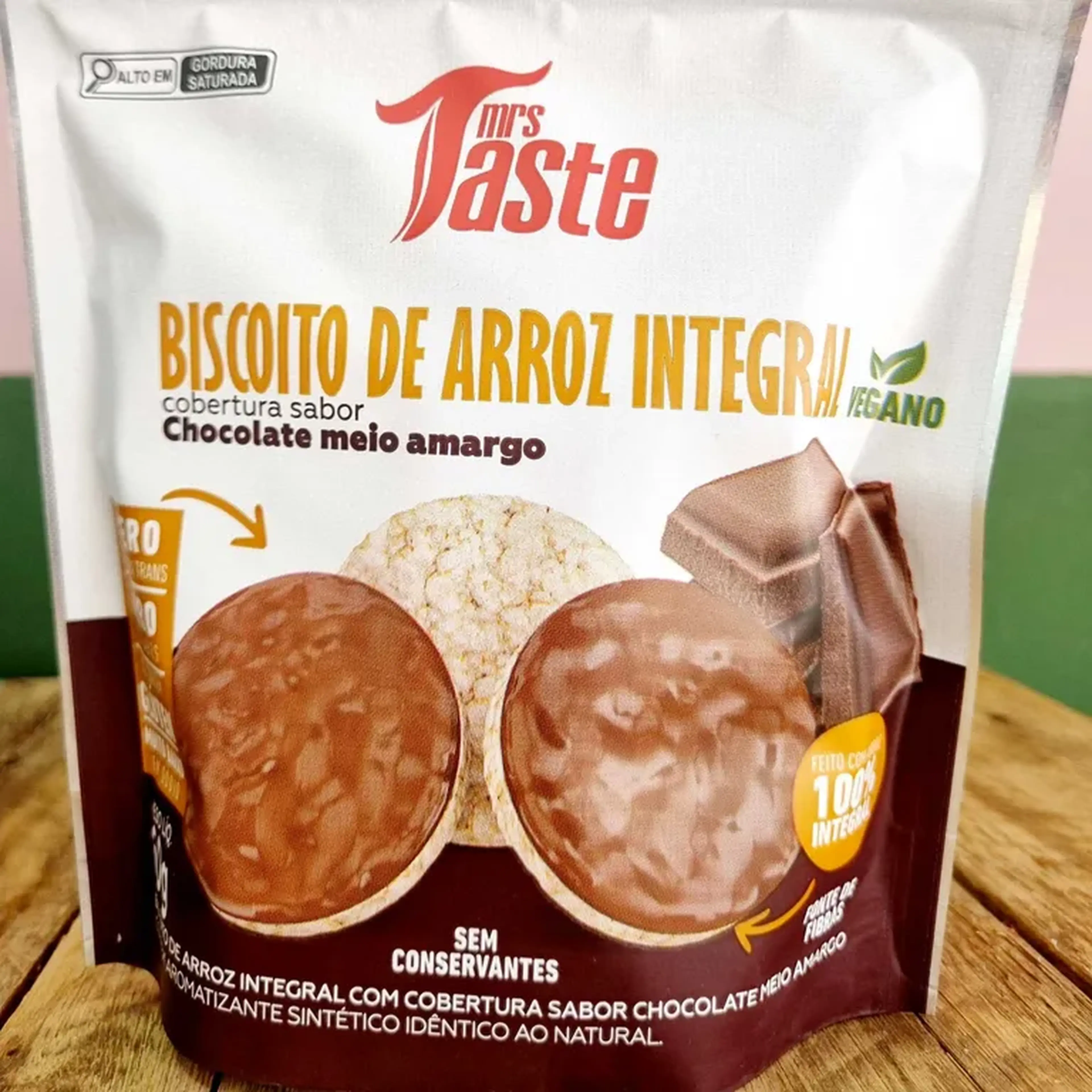BISCOITO DE ARROZ COM CHOCOLATE MEIO AMARGO 60G imagem