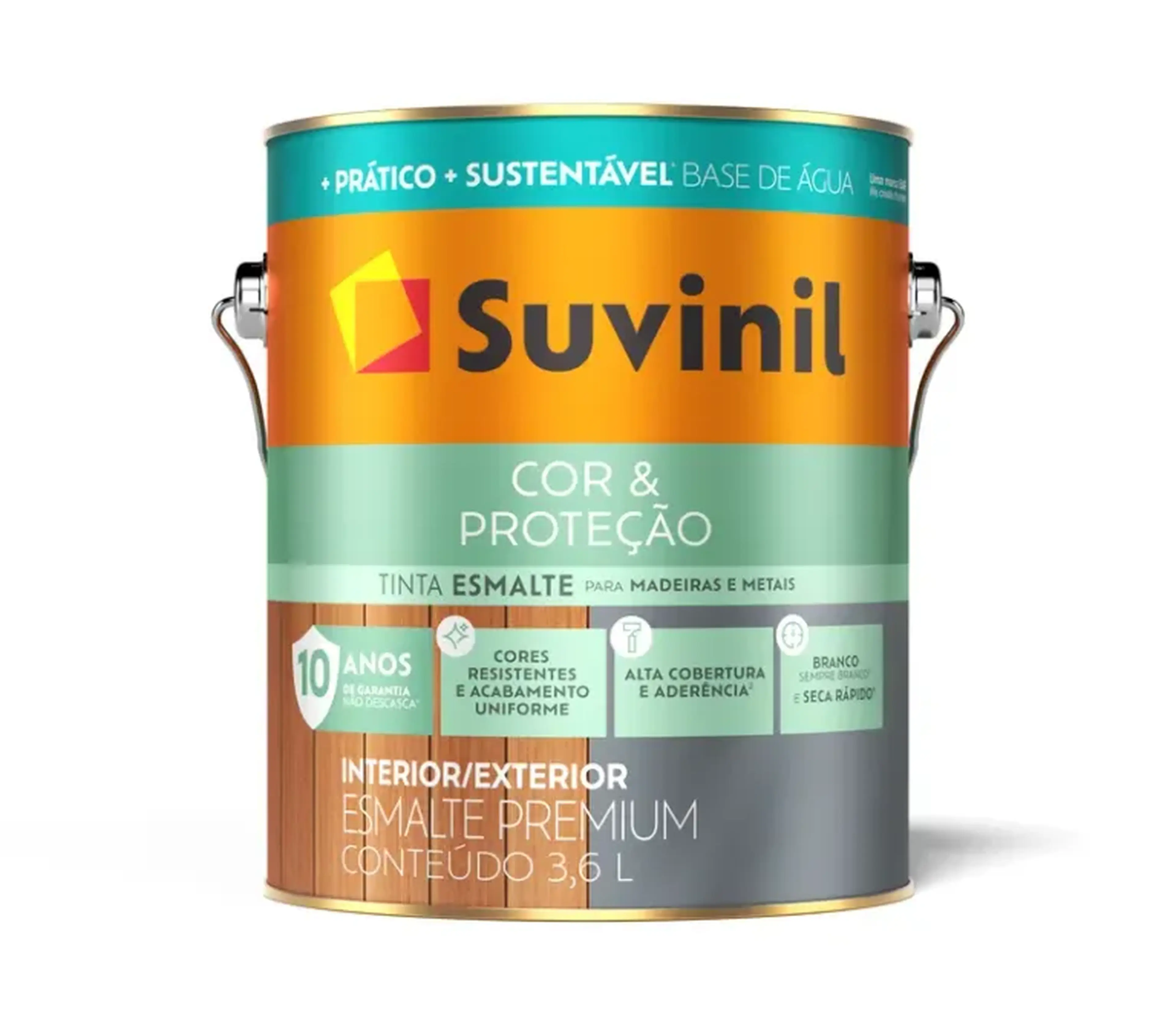 Tinta Esmalte Base Água Cor e Proteção Branco Brilhante 3,6L imagem