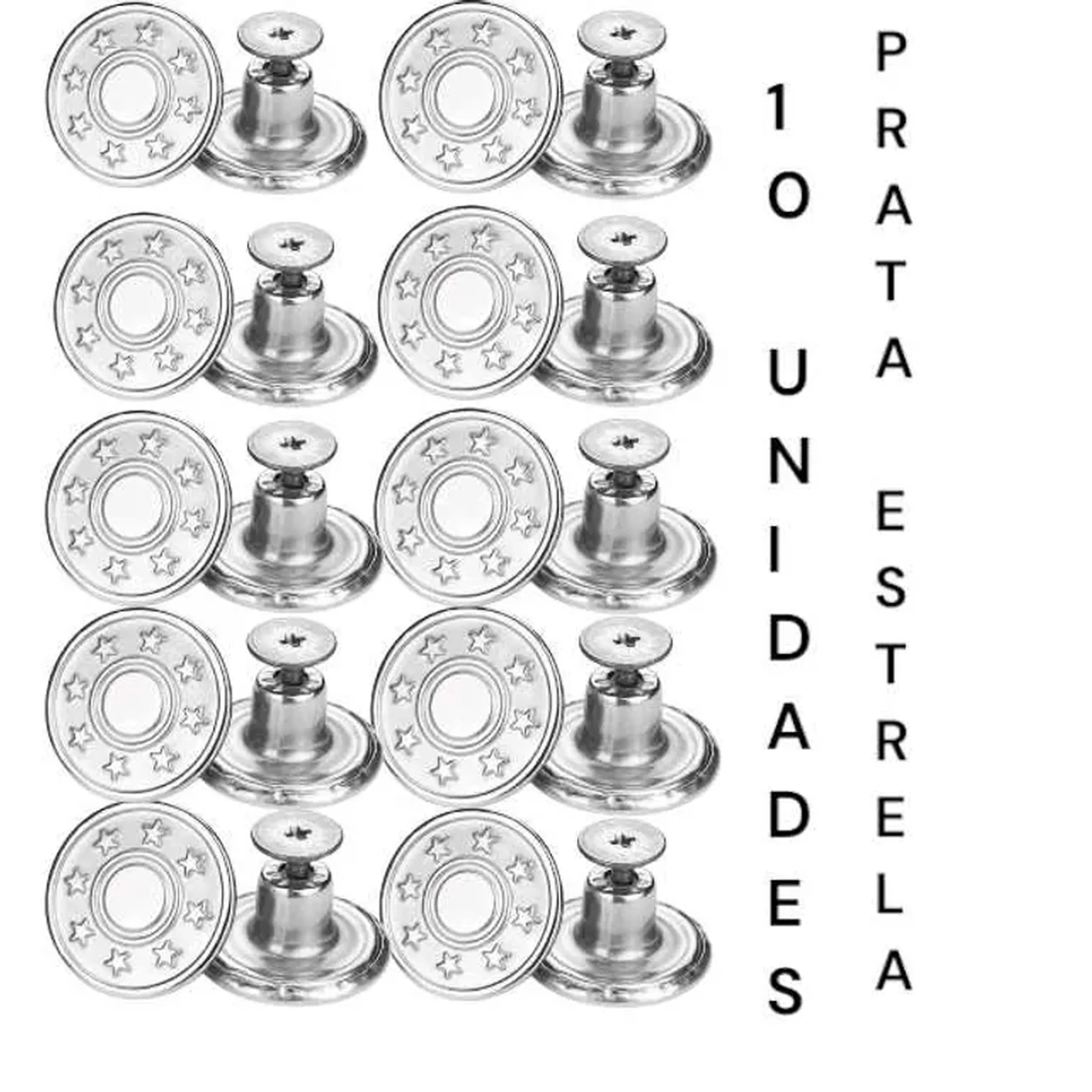 Conjunto com 10 Botões Parafusáveis – 17mm (sem chave) imagem