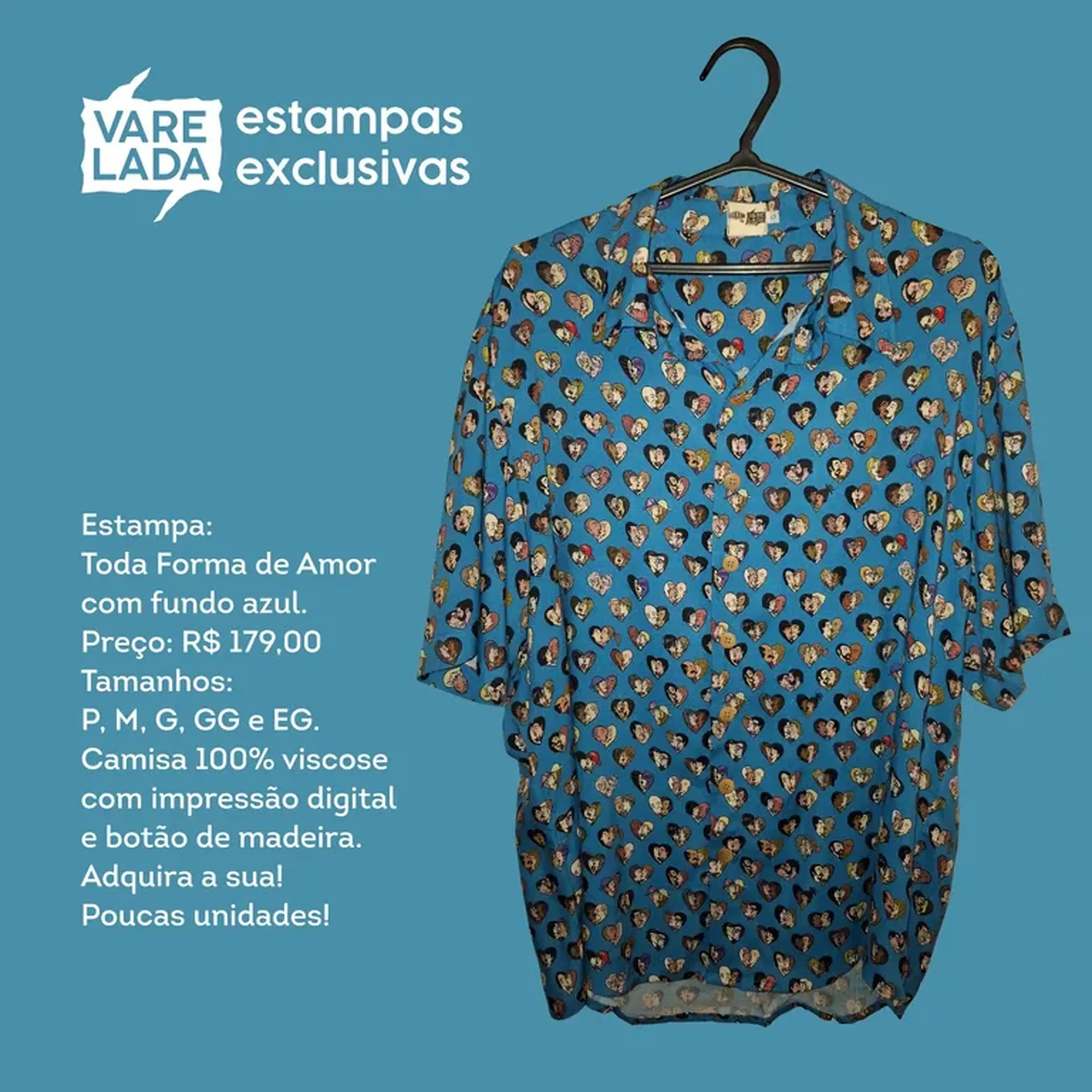Camisa Toda Forma de Amor Azul imagem