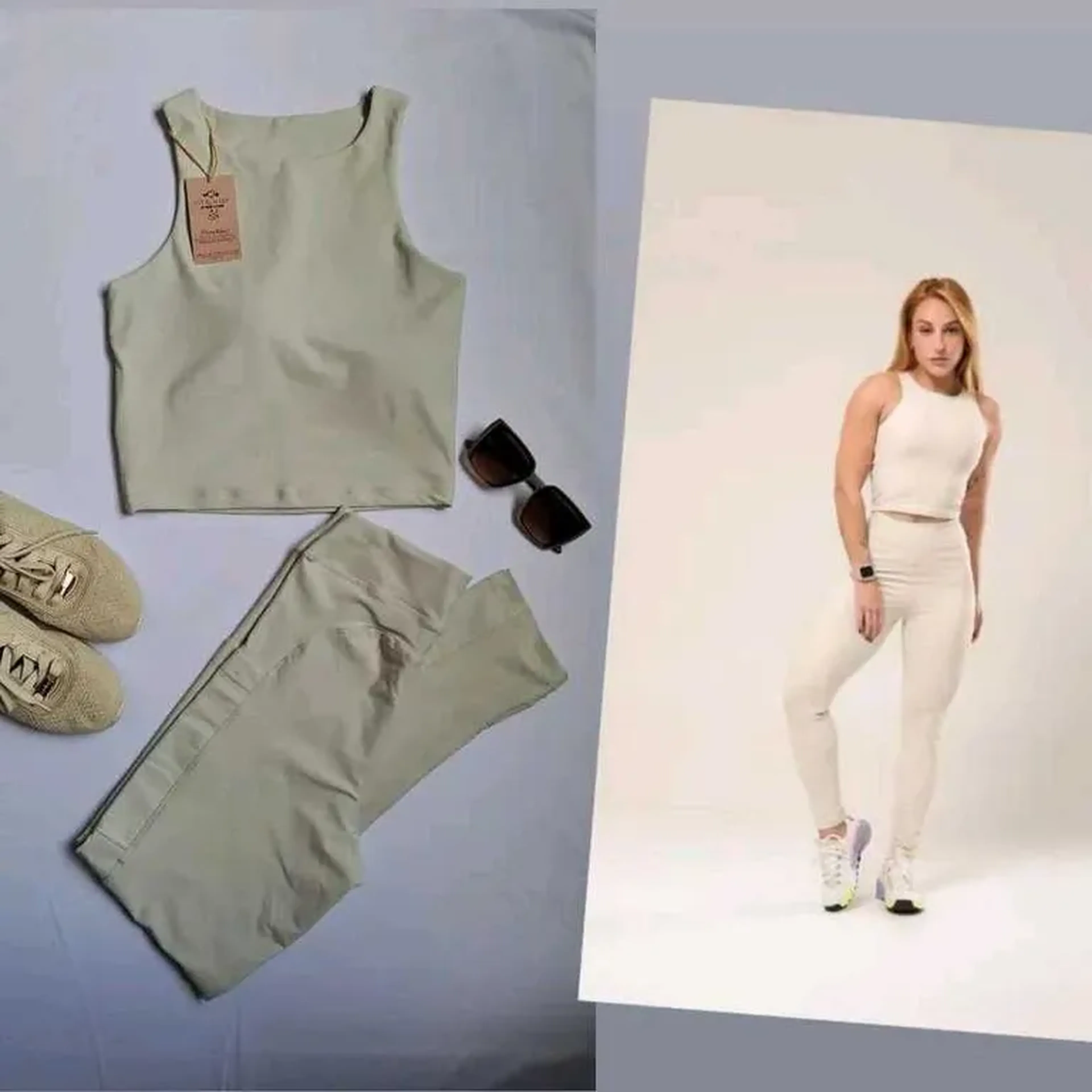 Conjunto Legging - Off e Rosa - G imagem