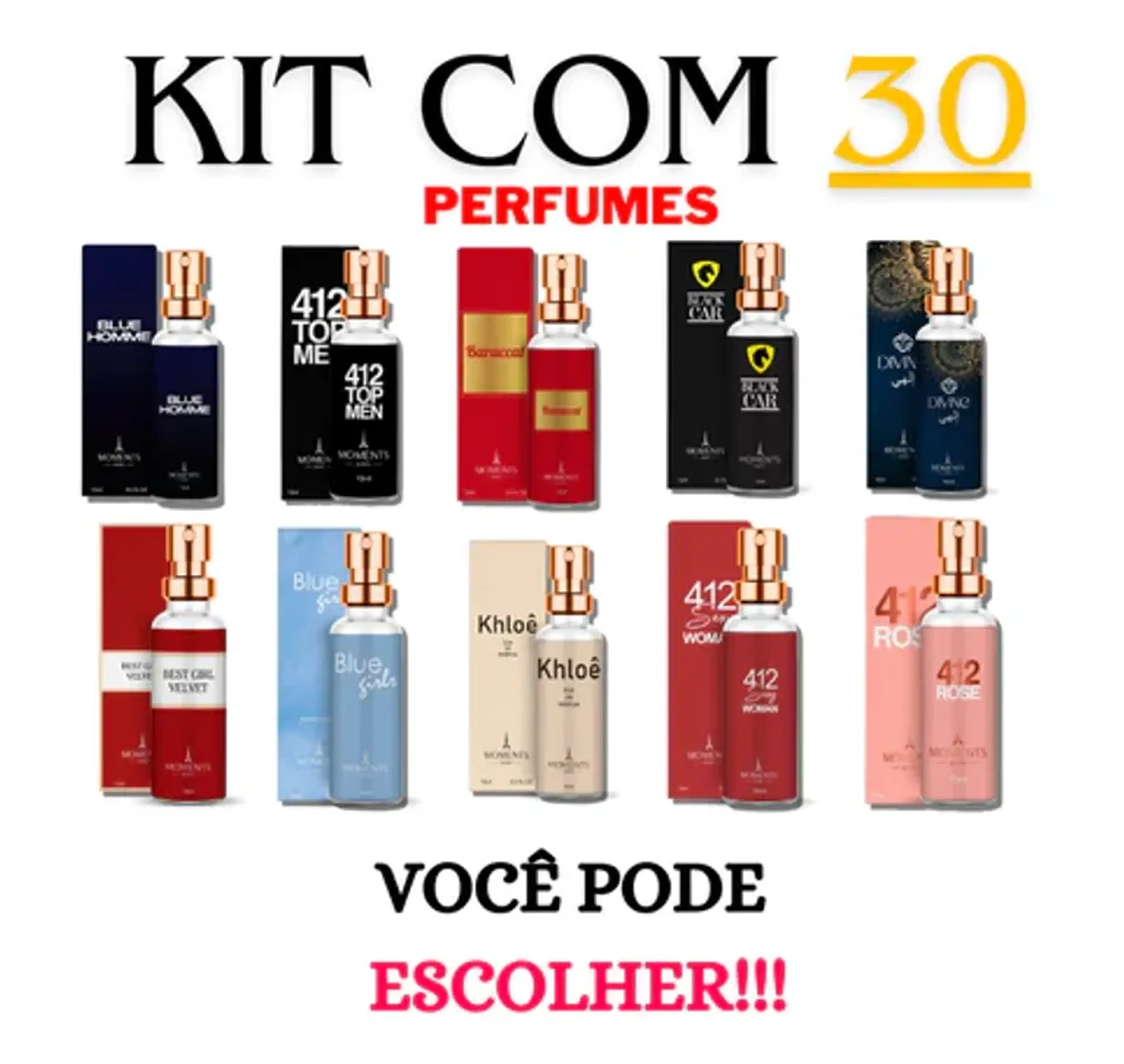 Kit 30 Perfumes 15ml (á escolha) imagem