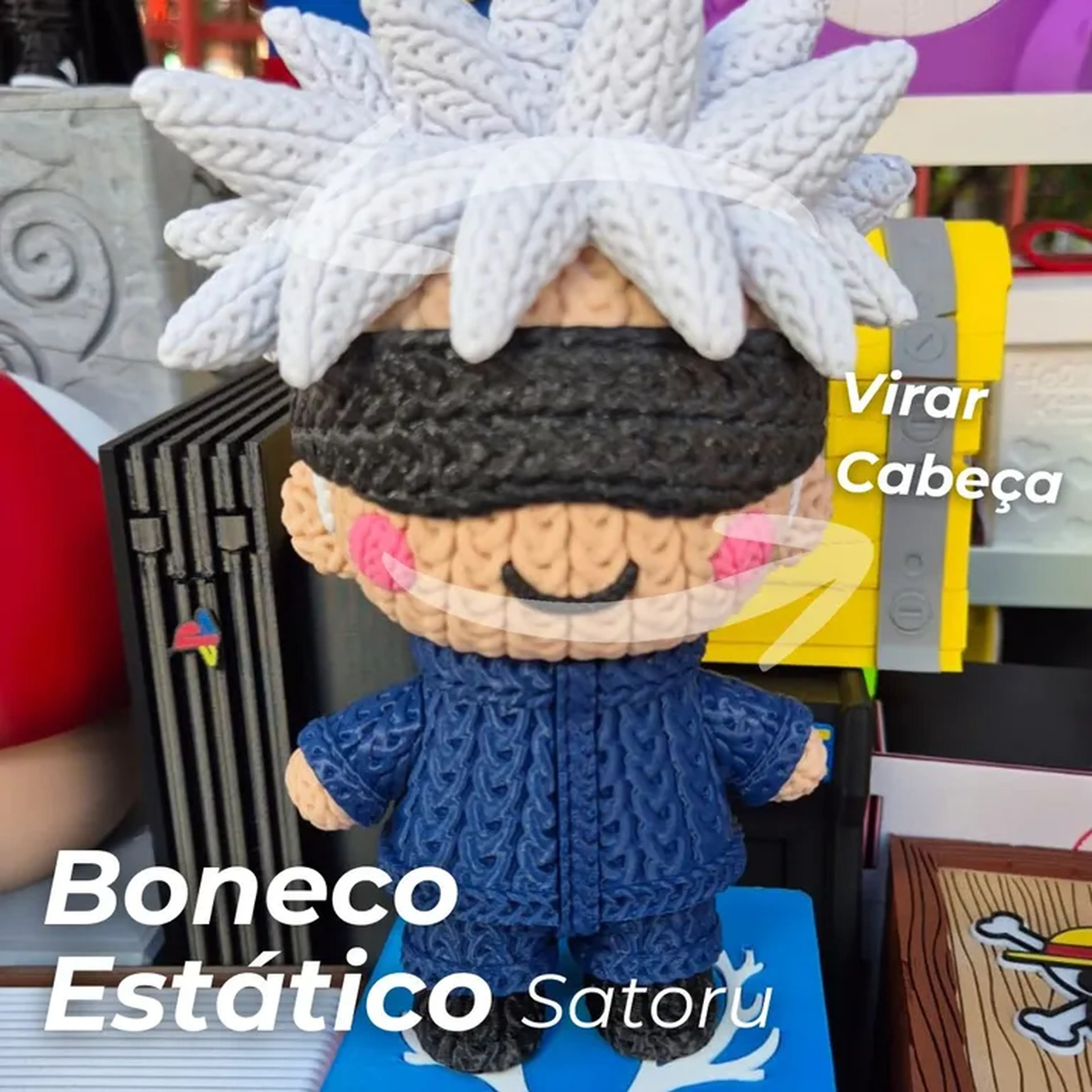 Boneco Estilo Crochê Satoru Gojo Jujutsu Kaisen imagem