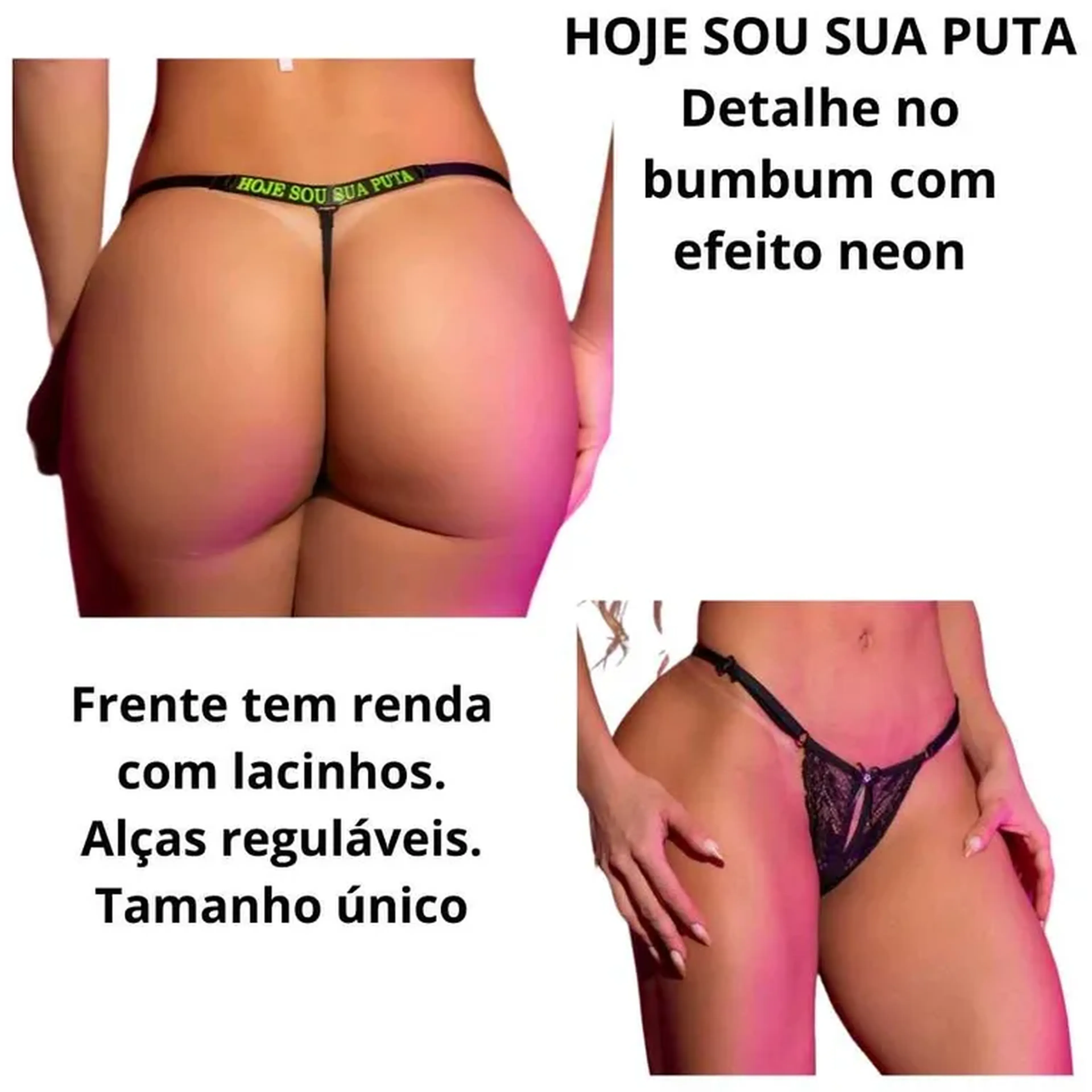 Calcinha HOJE SOU SUA PUTA (brilha no escuro) imagem
