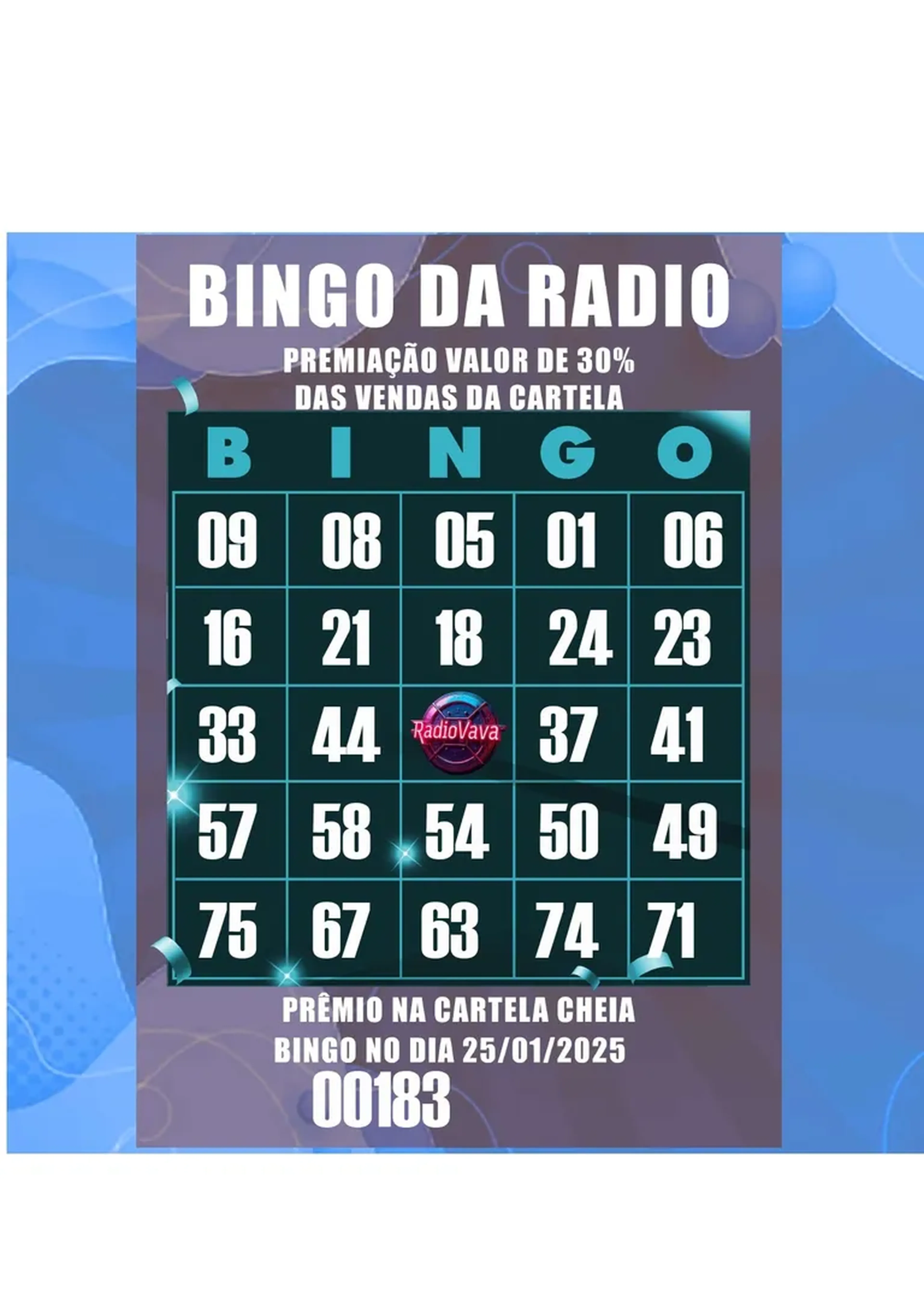 CARTELA BINGO Nº 183 imagem