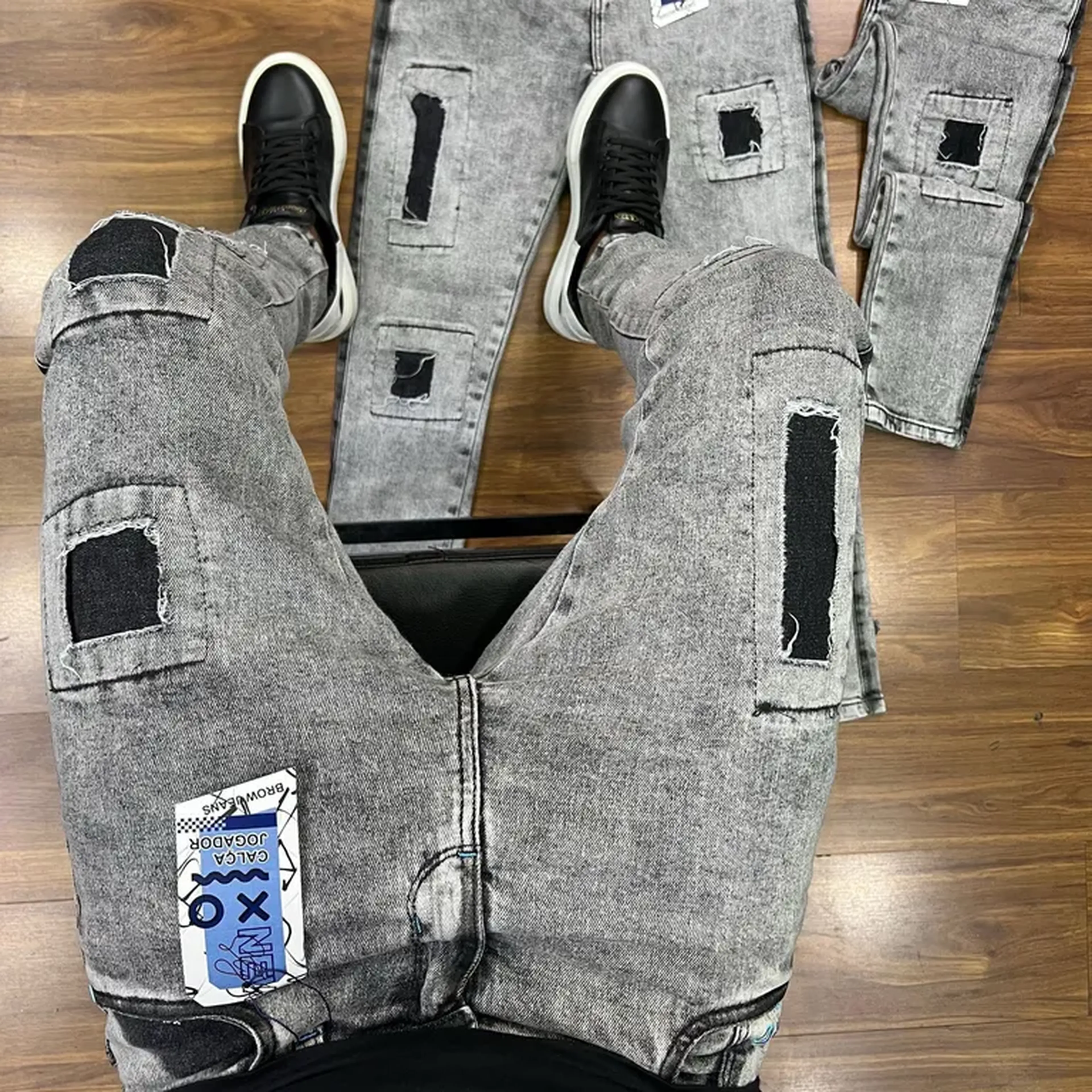 calça skinny jogador (cinza) imagem