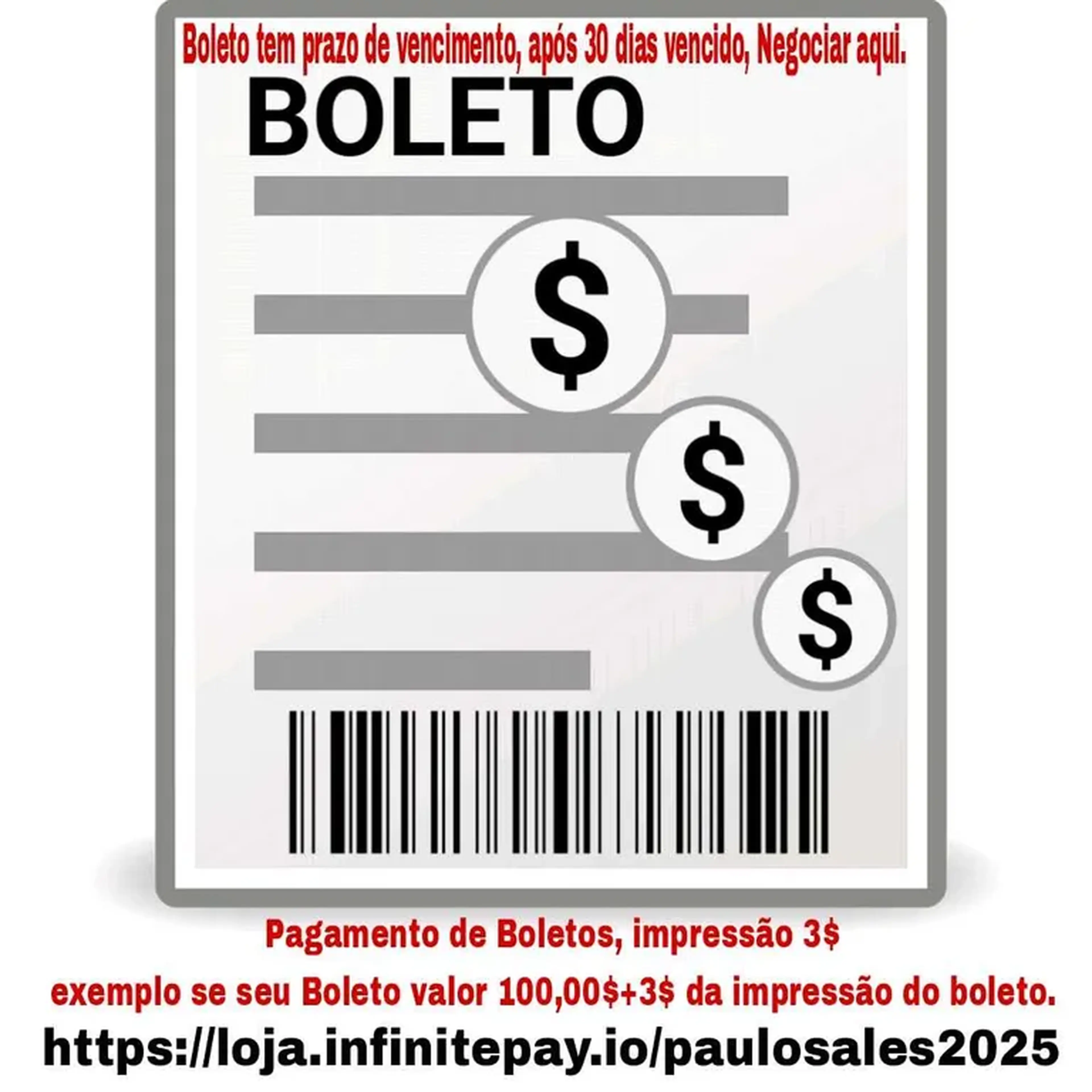 Pagamento de Boletos Impressão ou PDF imagem