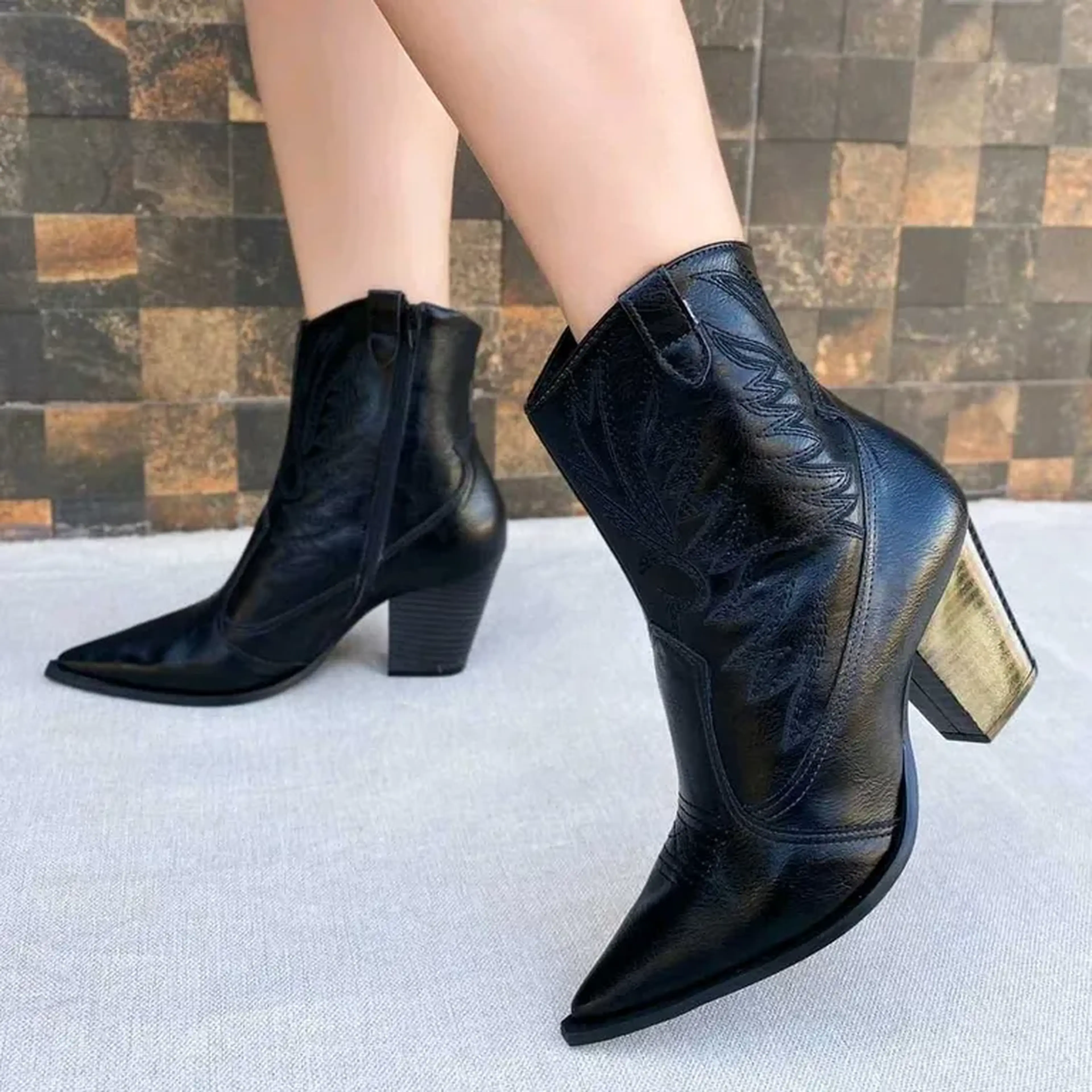 bota napa destroyed preto western 7 cm imagem