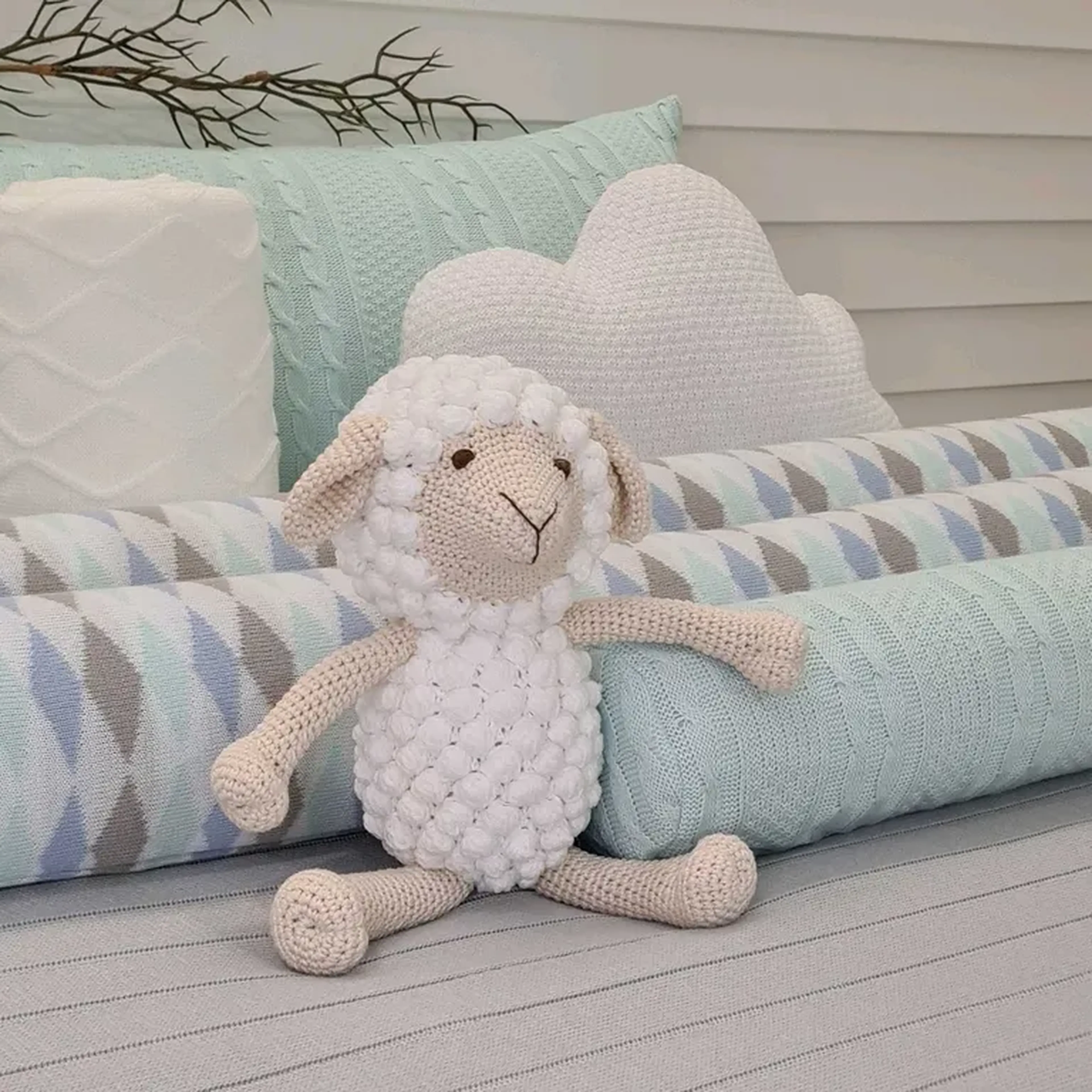 kit protetor de berço 4 peças verde cinza azul imagem