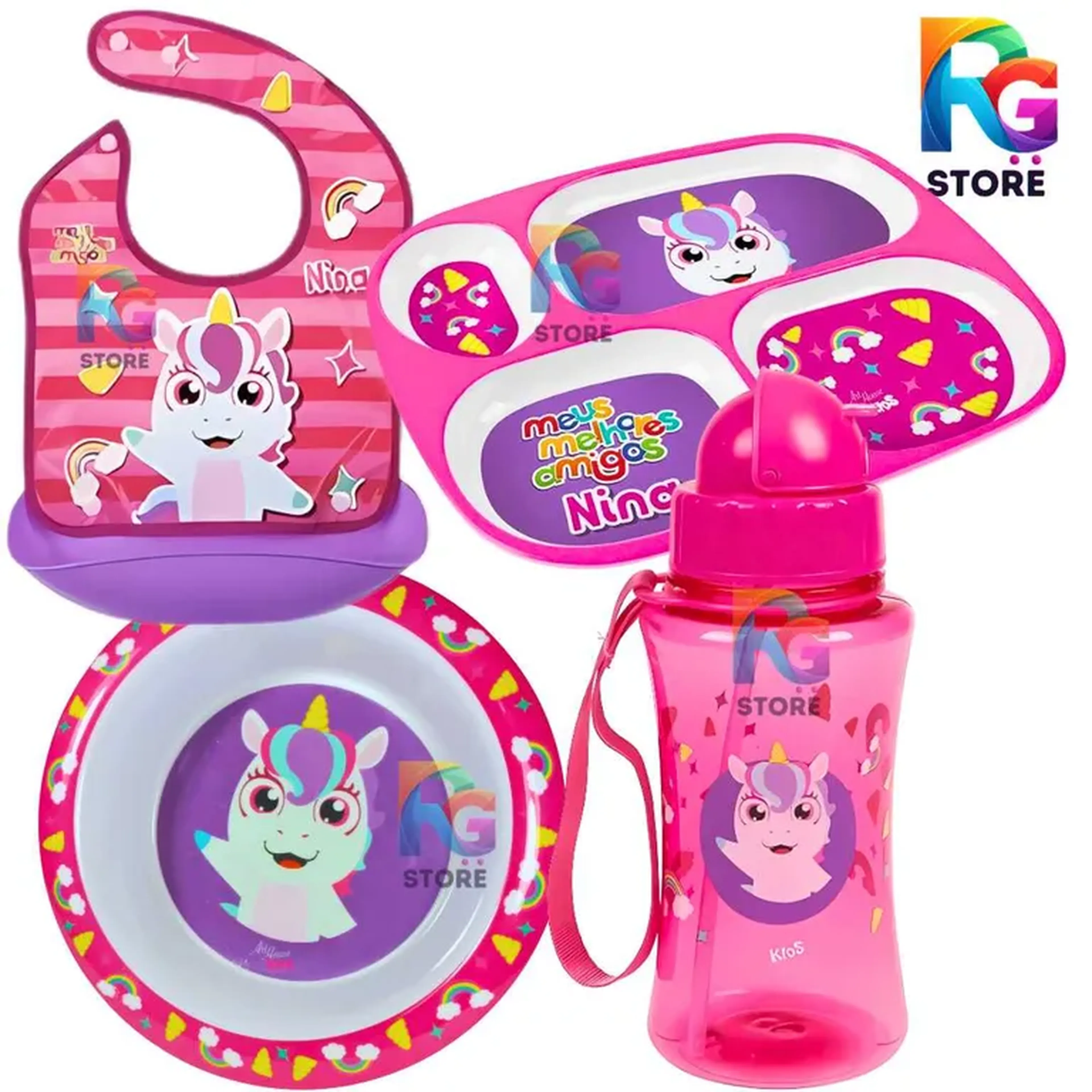 Conjunto Unicórnio de introdução alimentar imagem