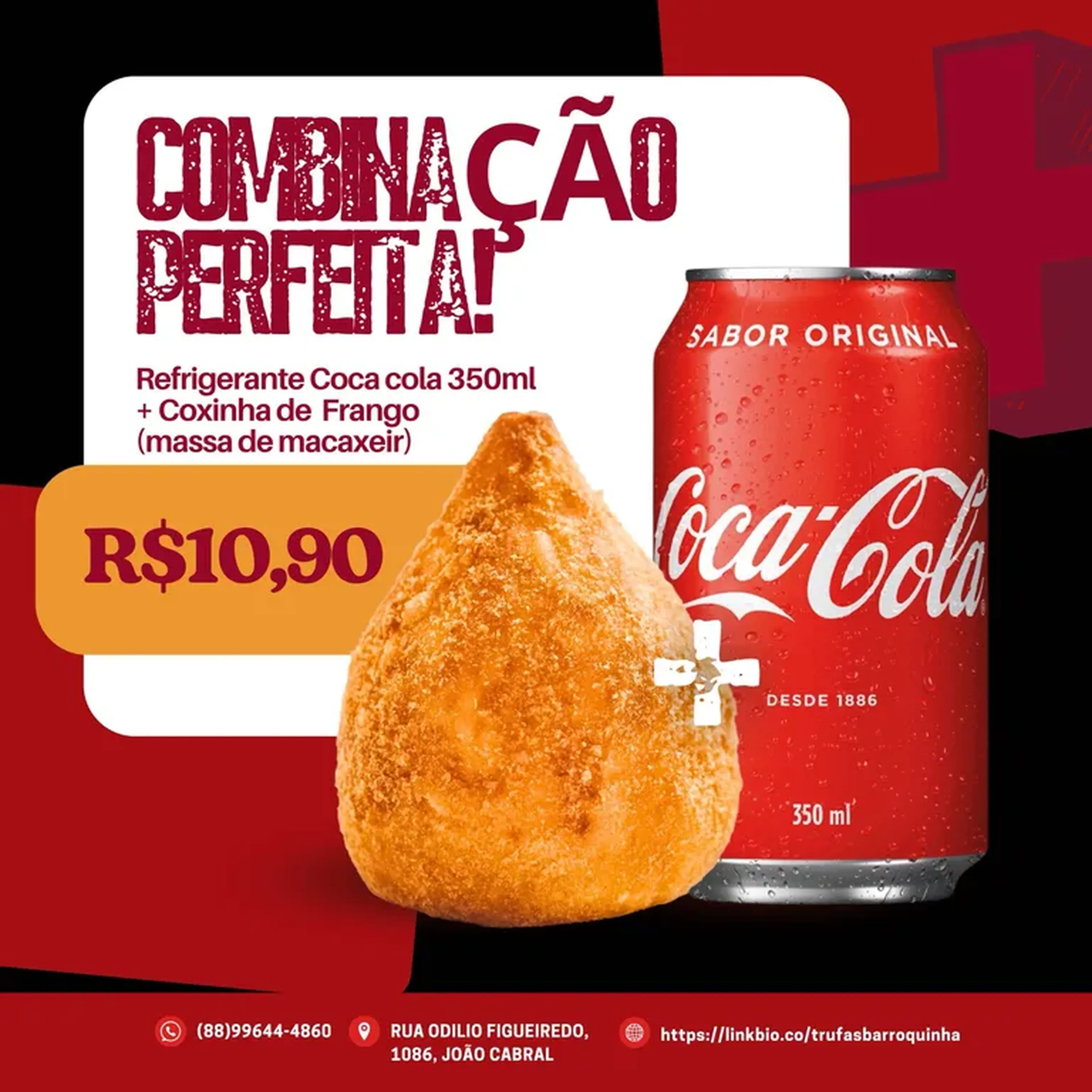 Combo Refrigerante Coca coloca lata + Coxinha imagem