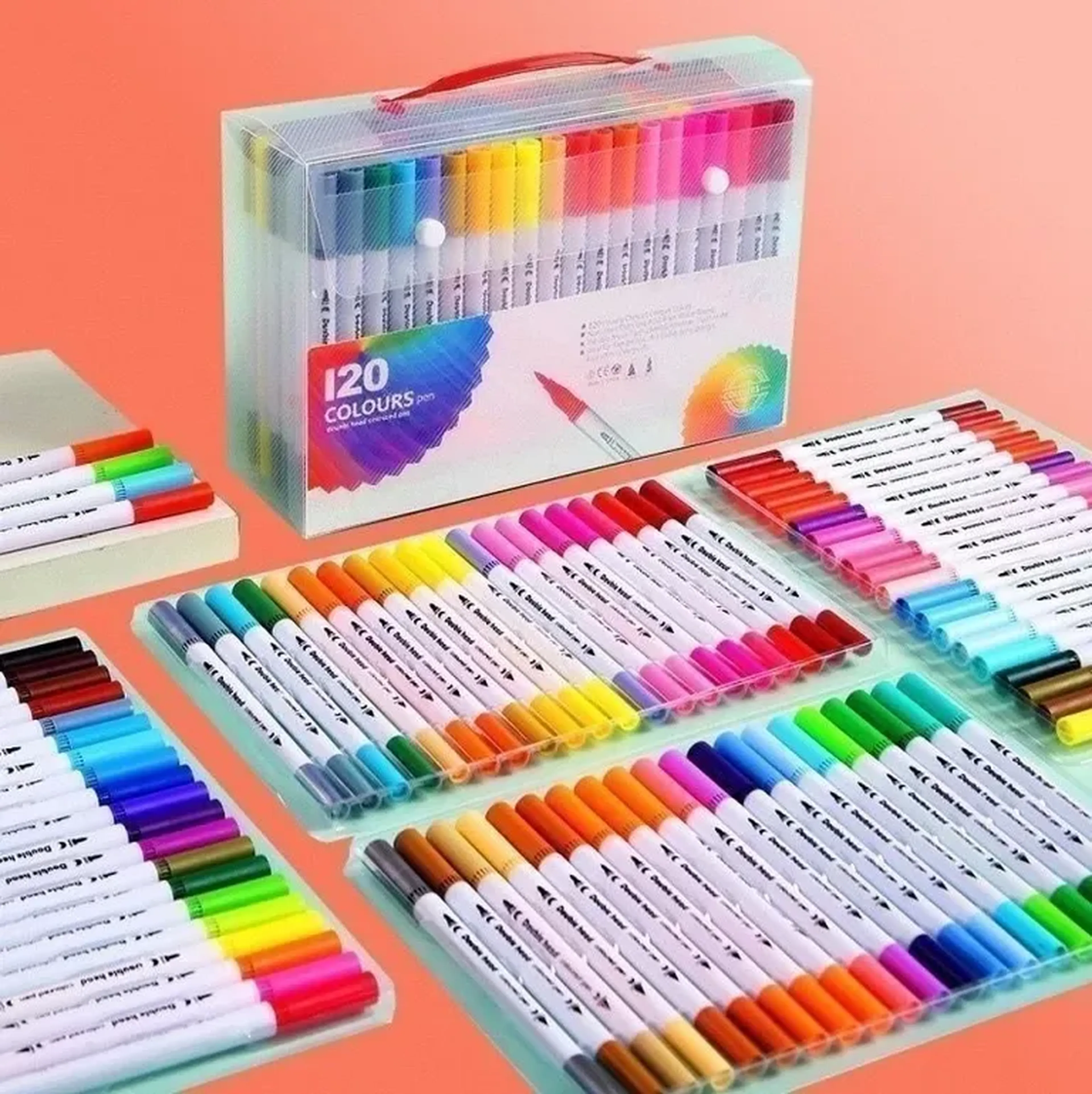 120 CORES Canetas Brush 2 pontas imagem