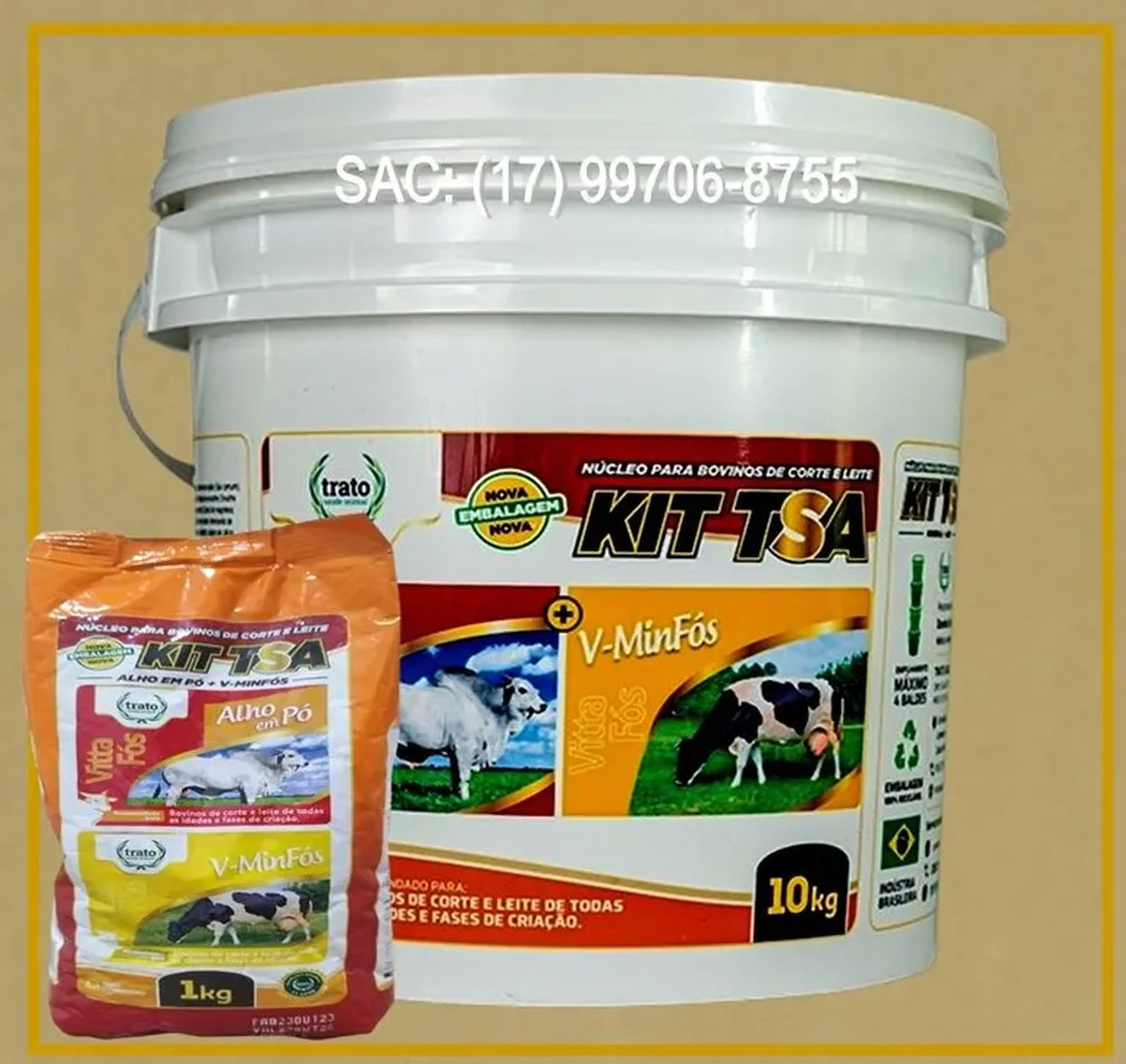 O KIT TSA 2X1 Alho em Pó + V-Minfós, Controle Parasitário. imagem