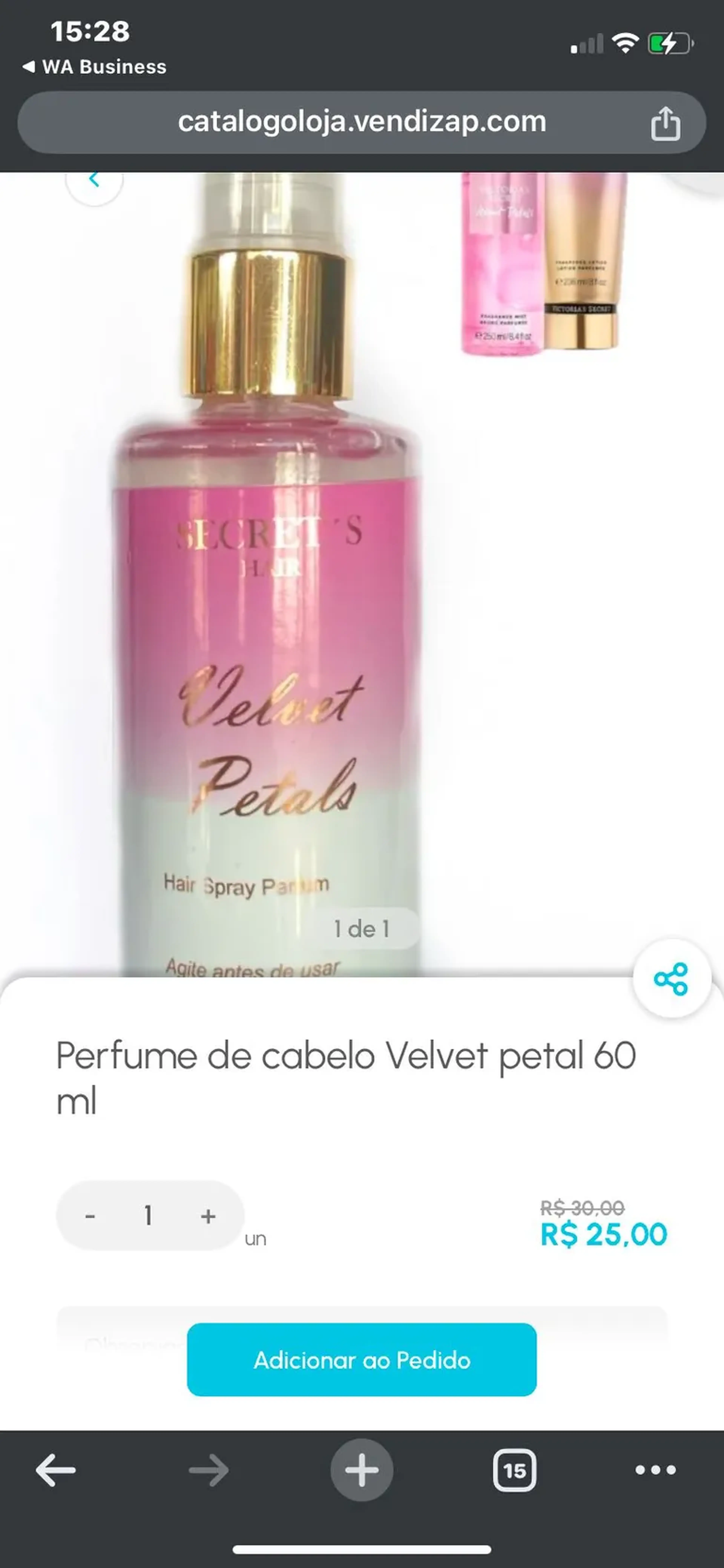 Perfume de cabelo Velvet petal imagem
