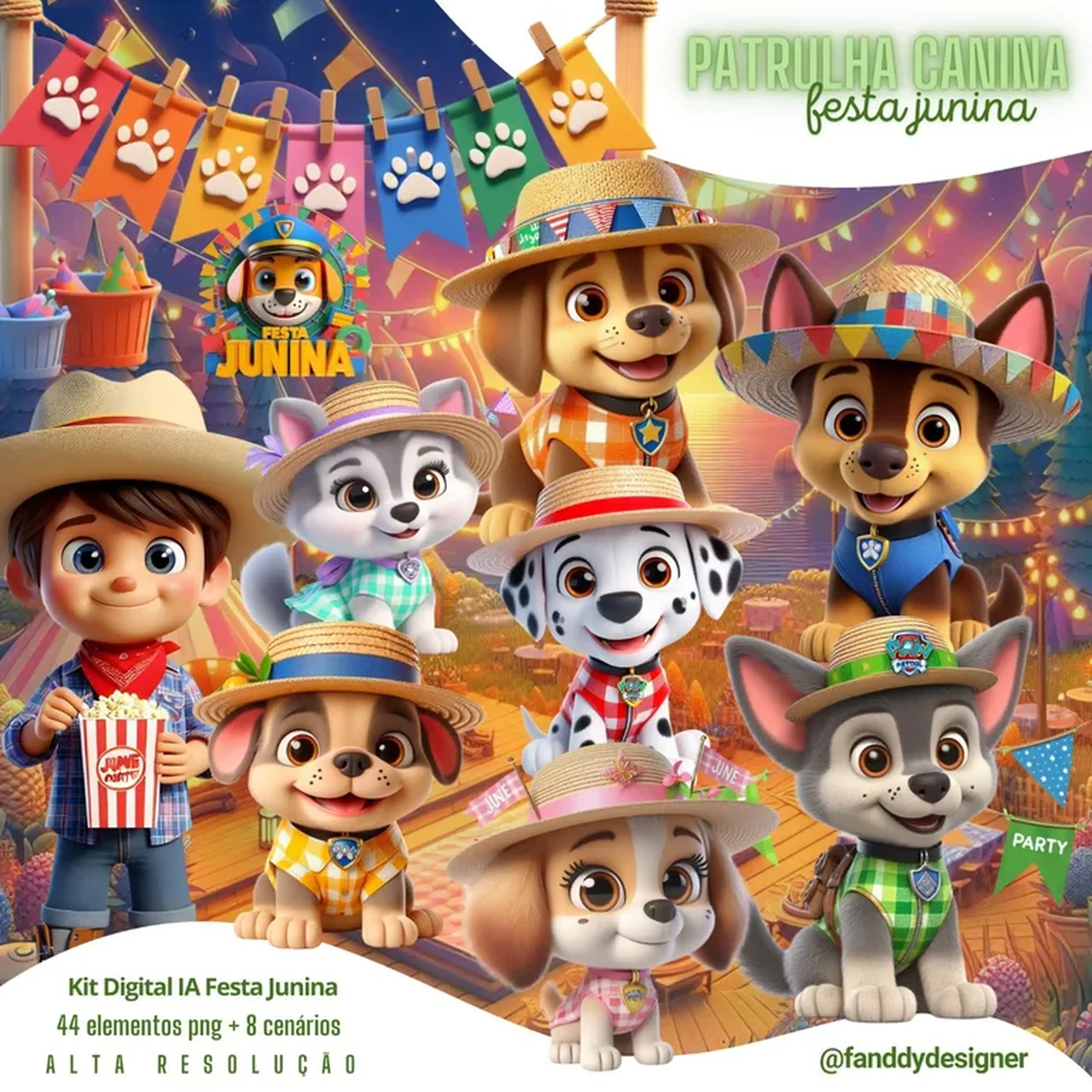 Kit Digital 3D Patrulha Canina - Festa junina imagem