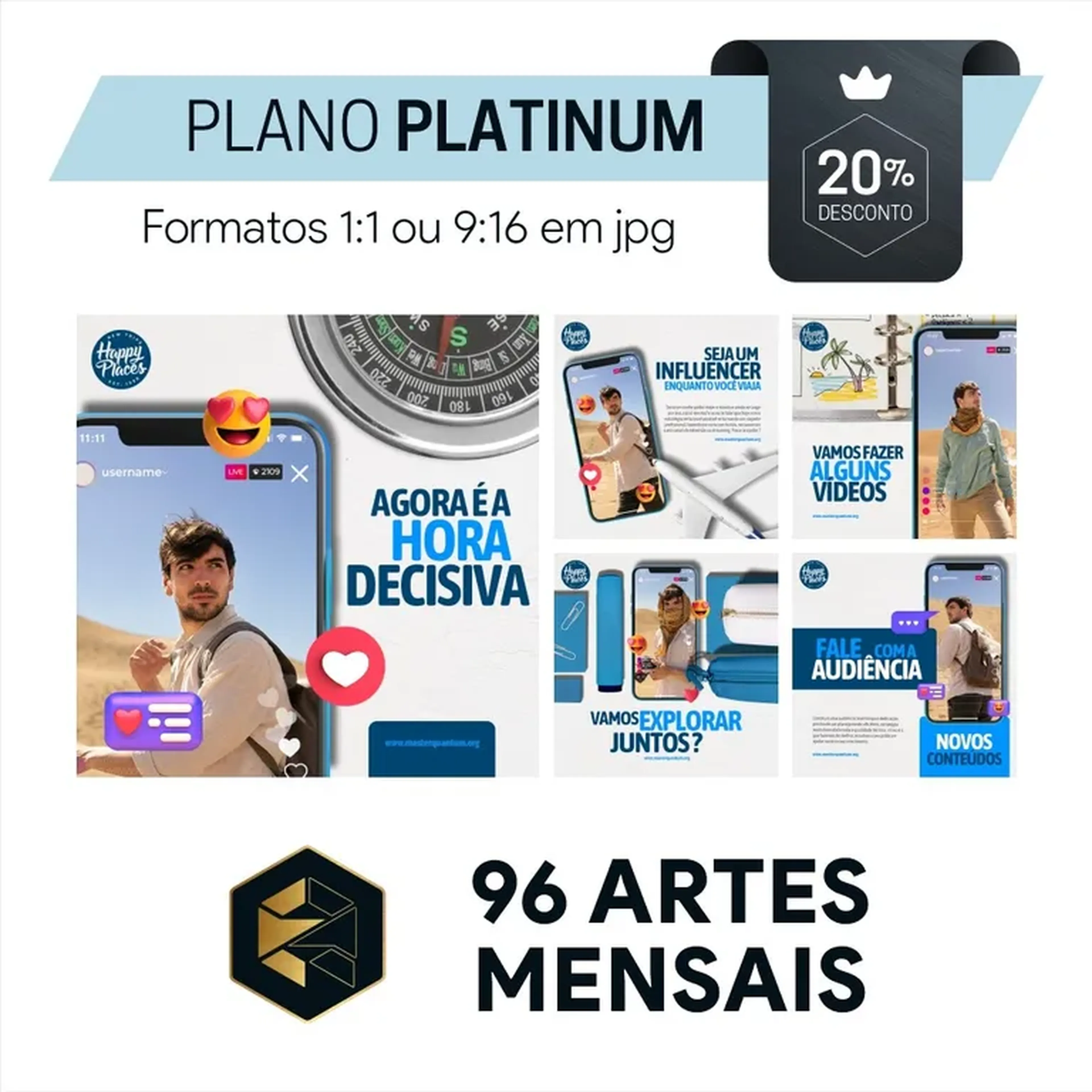 96 Artes para Redes Sociais - Mensal imagem