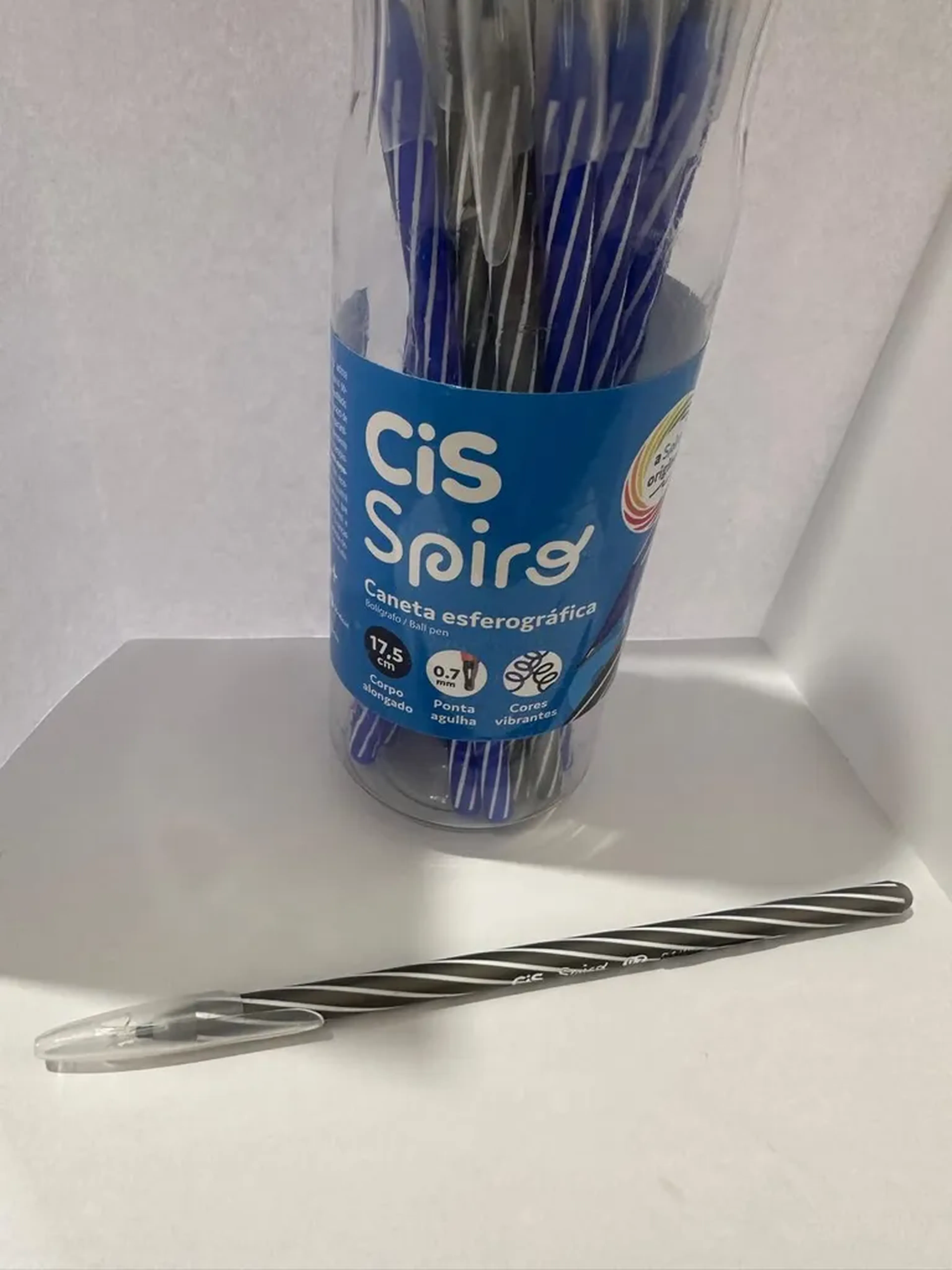 Caneta esferográfica cor preta Cis Spiro (Venda Unitária) imagem