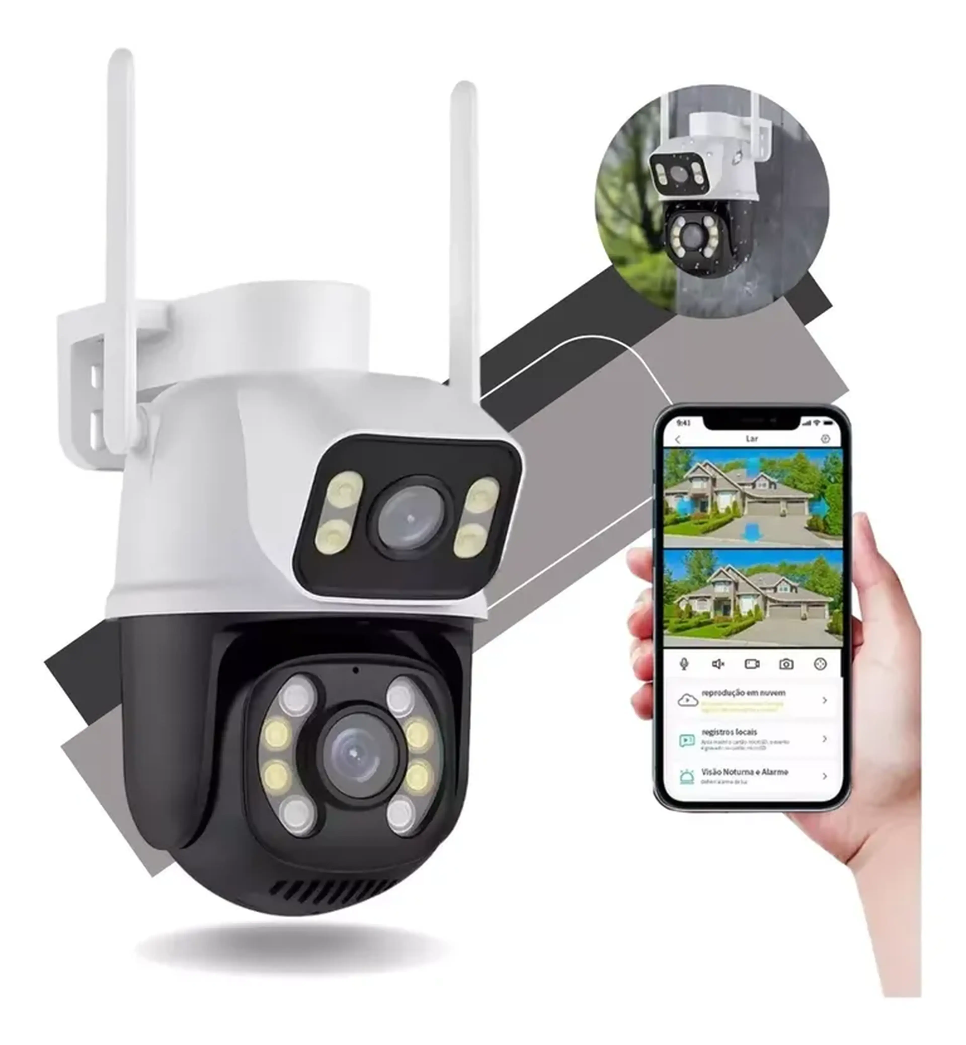 Câmera Segurança Wifi Smart A28b Dupla 360G imagem