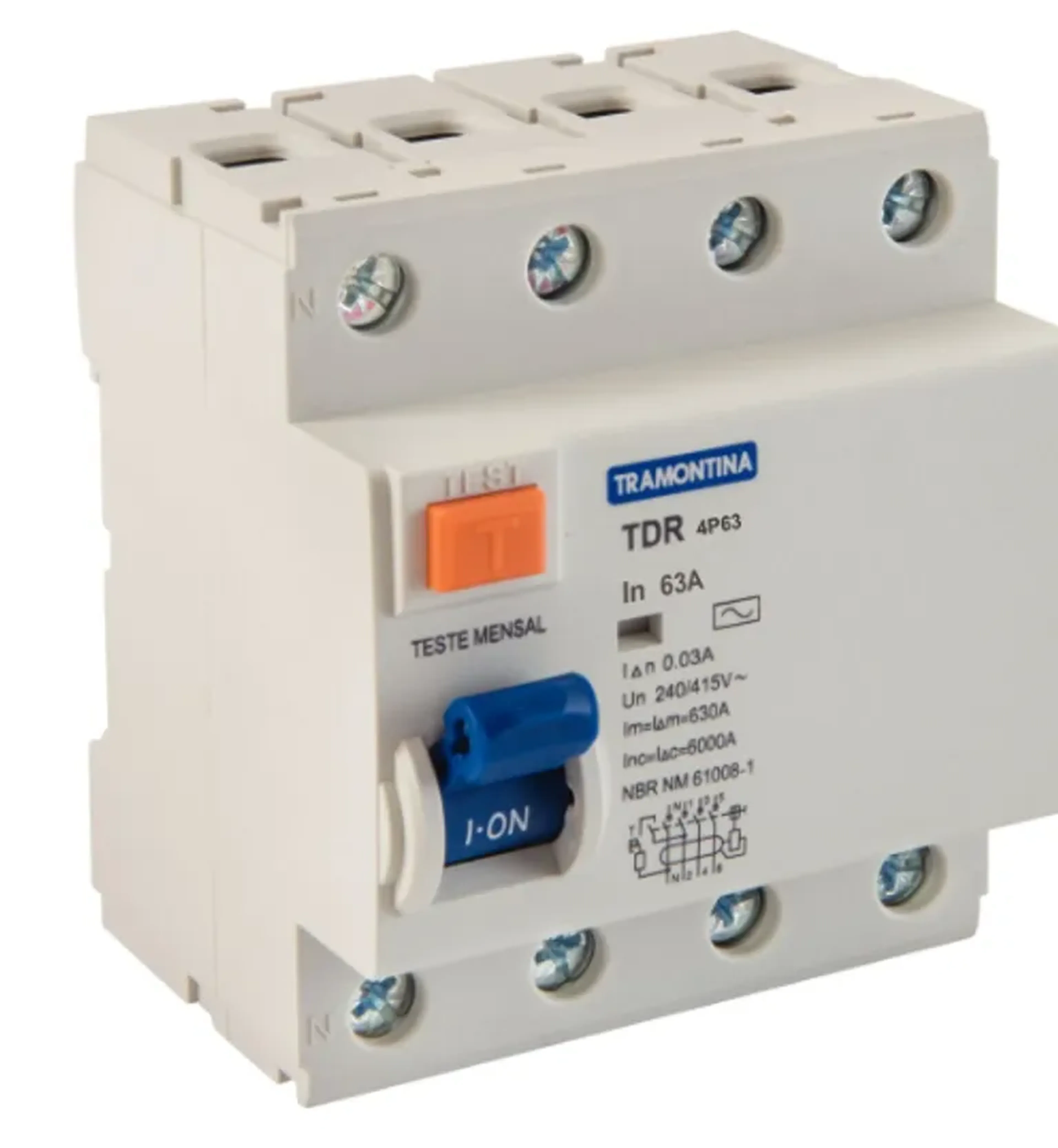 Interruptor TDR-63 4P 63 A 30 mA 6 KA Tramontina imagem