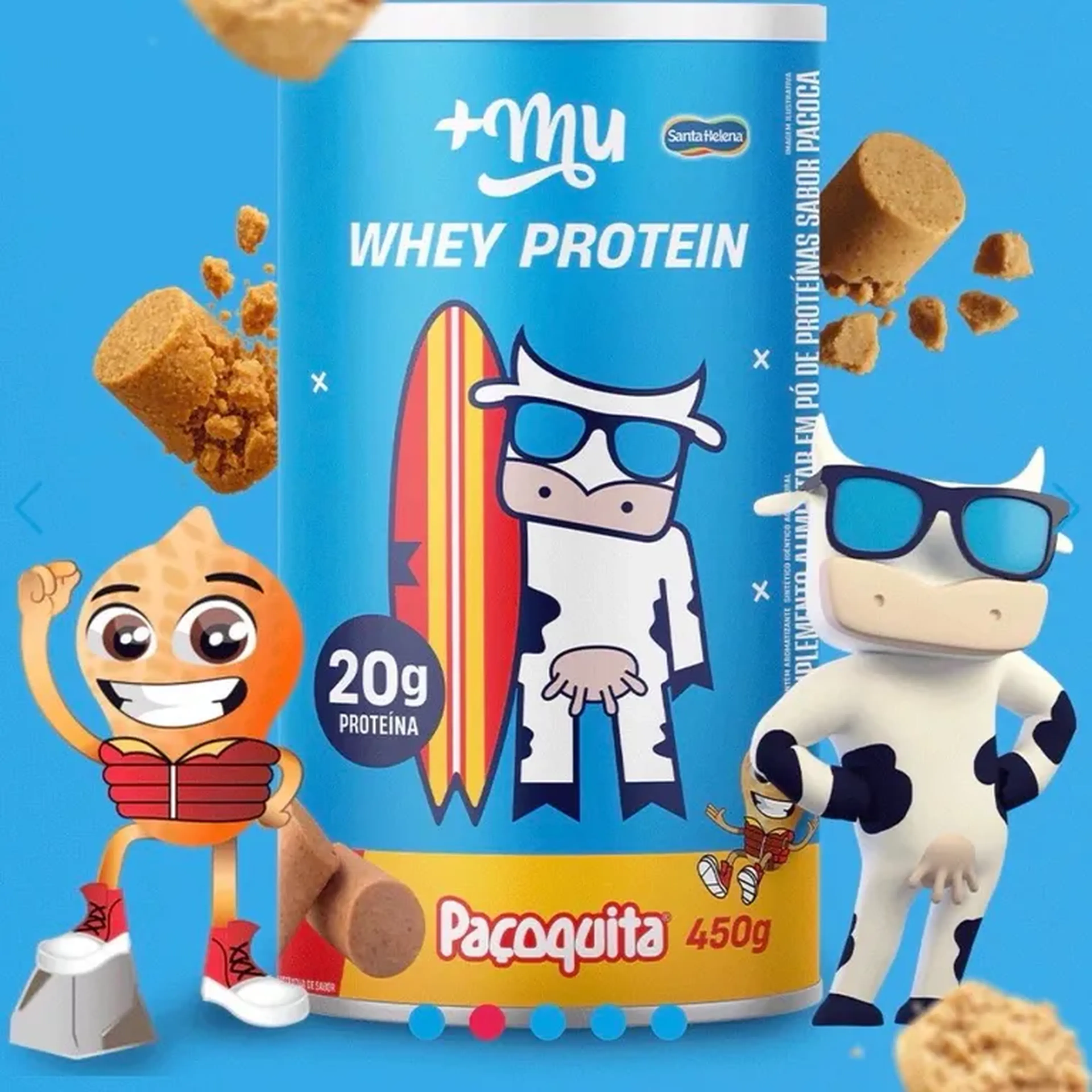 Whey +Mu Concentrado sabor Paçoquita - 450g imagem