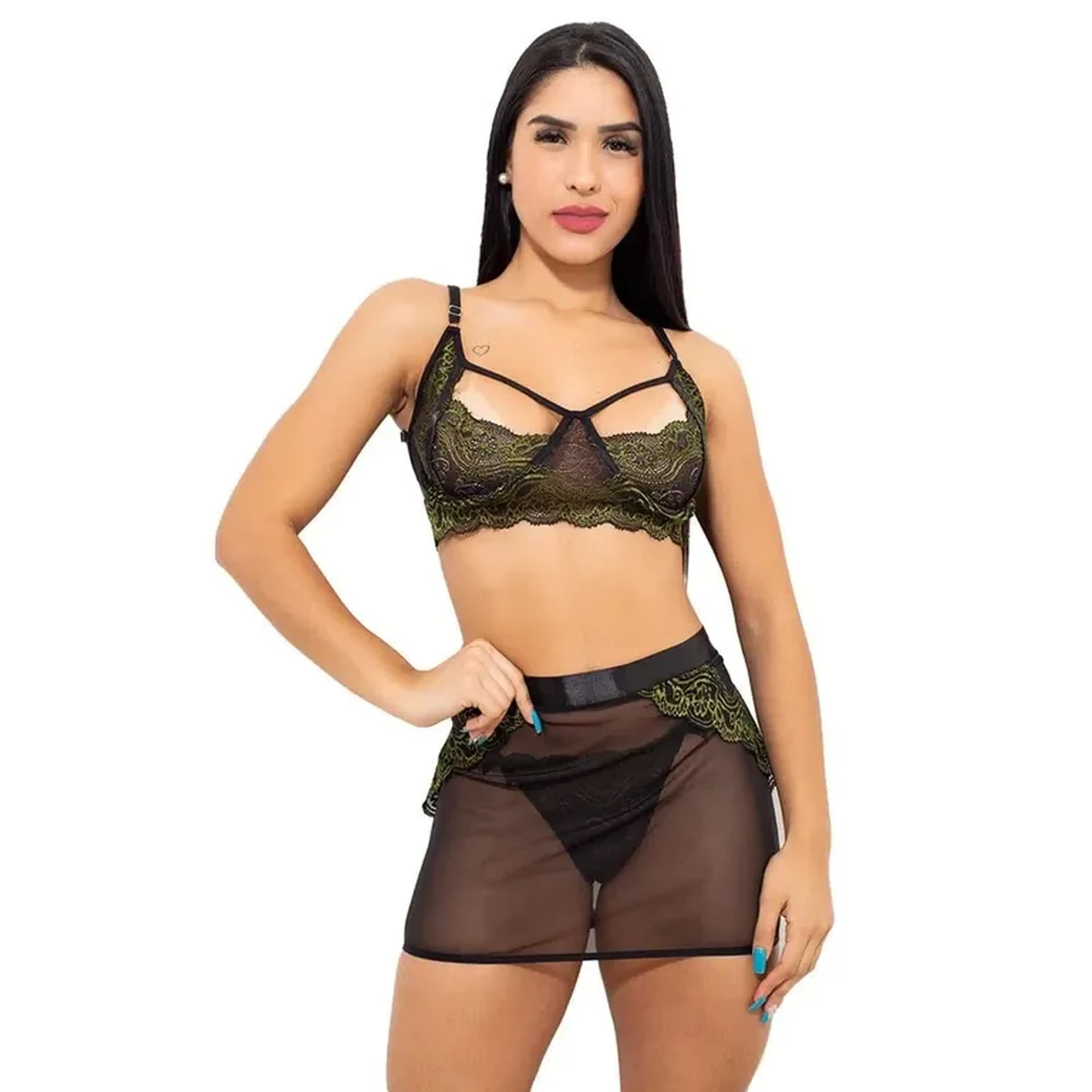 CONJUNTO SENSUAL BICOLOR COM SAINHA imagem