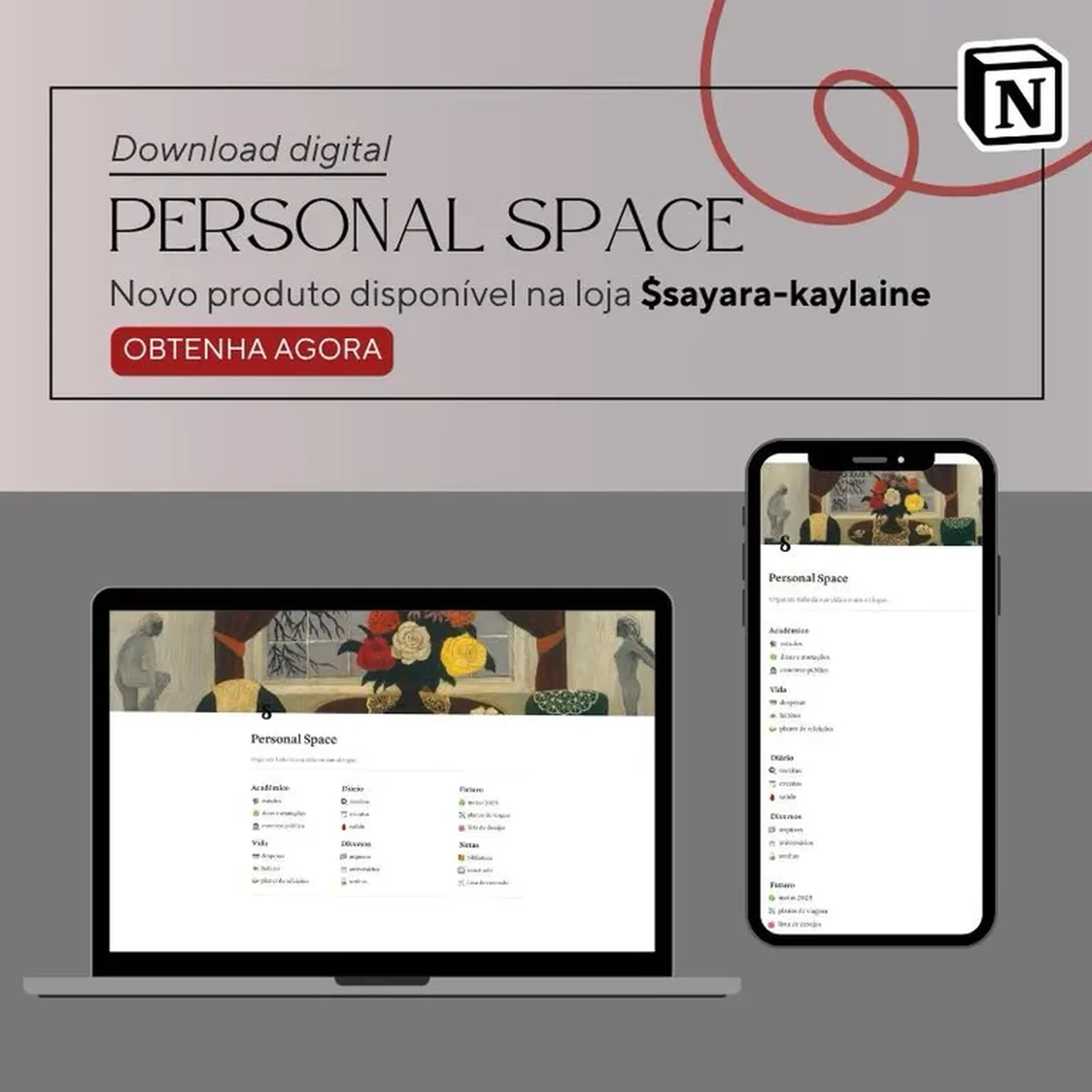 Template Notion: Personal Space imagem