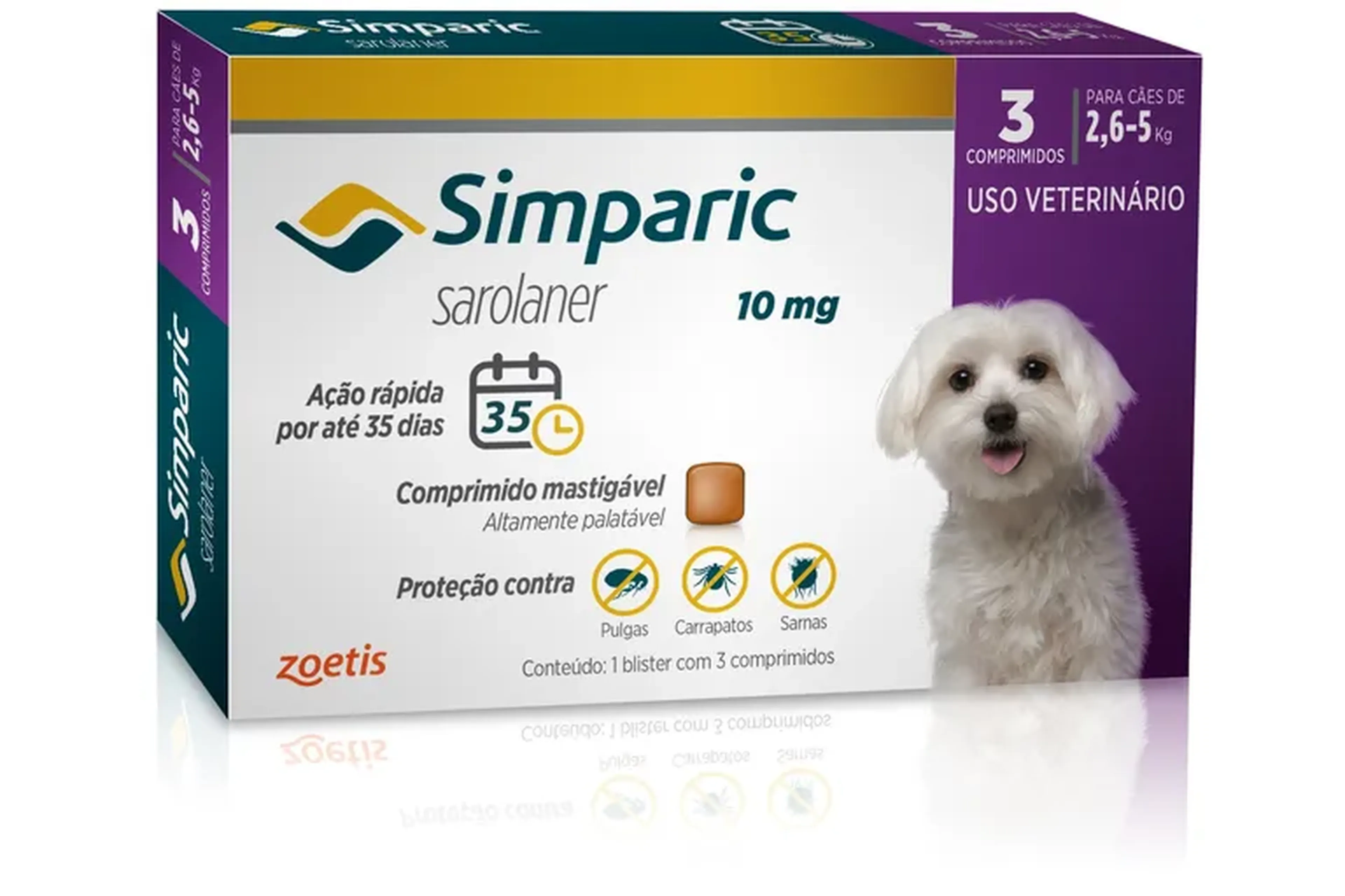 Simparic cães 2,6 a 5 kg caixa com 1 unidade imagem