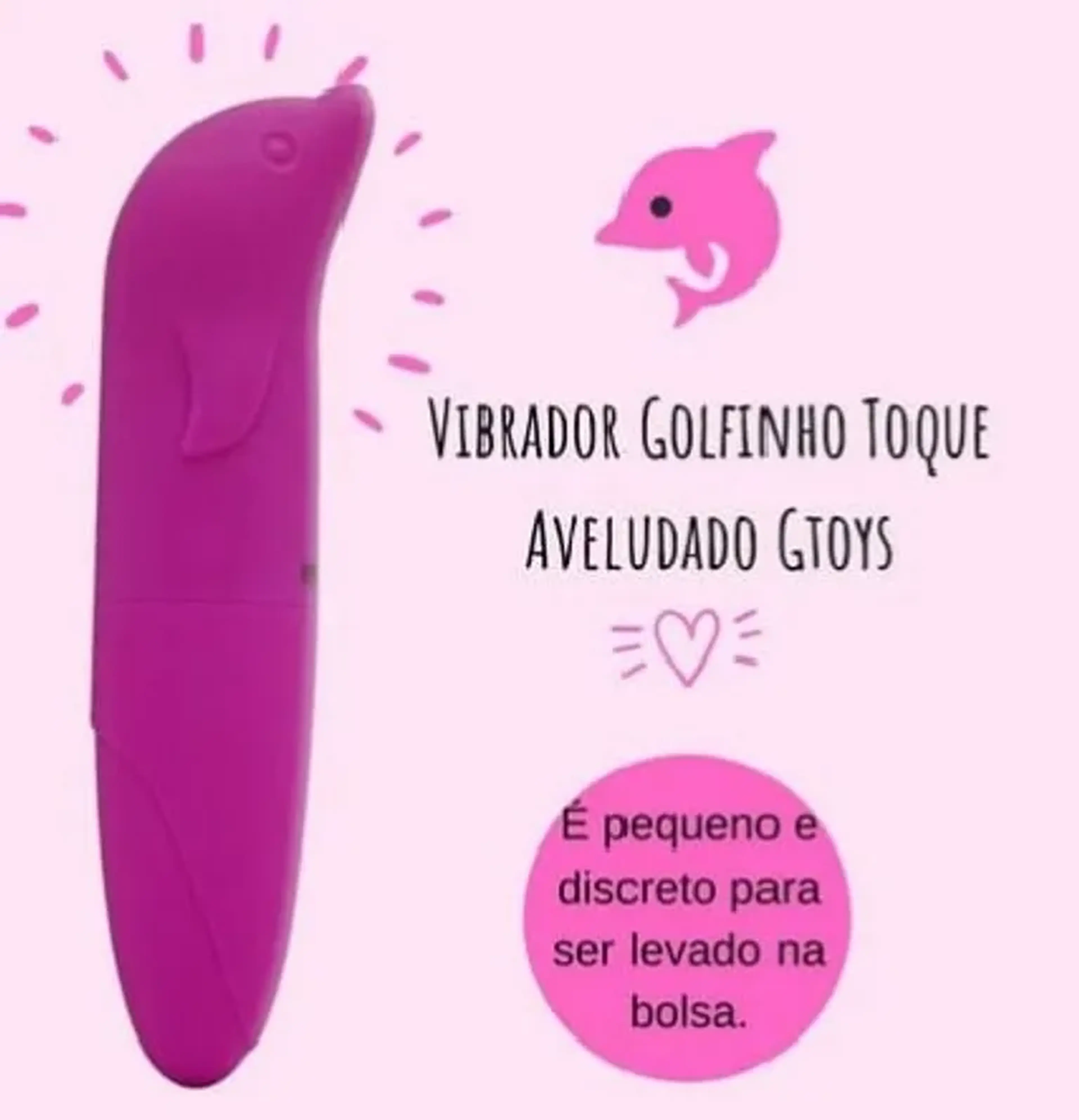 Vibrador golfinho aveludado pink imagem
