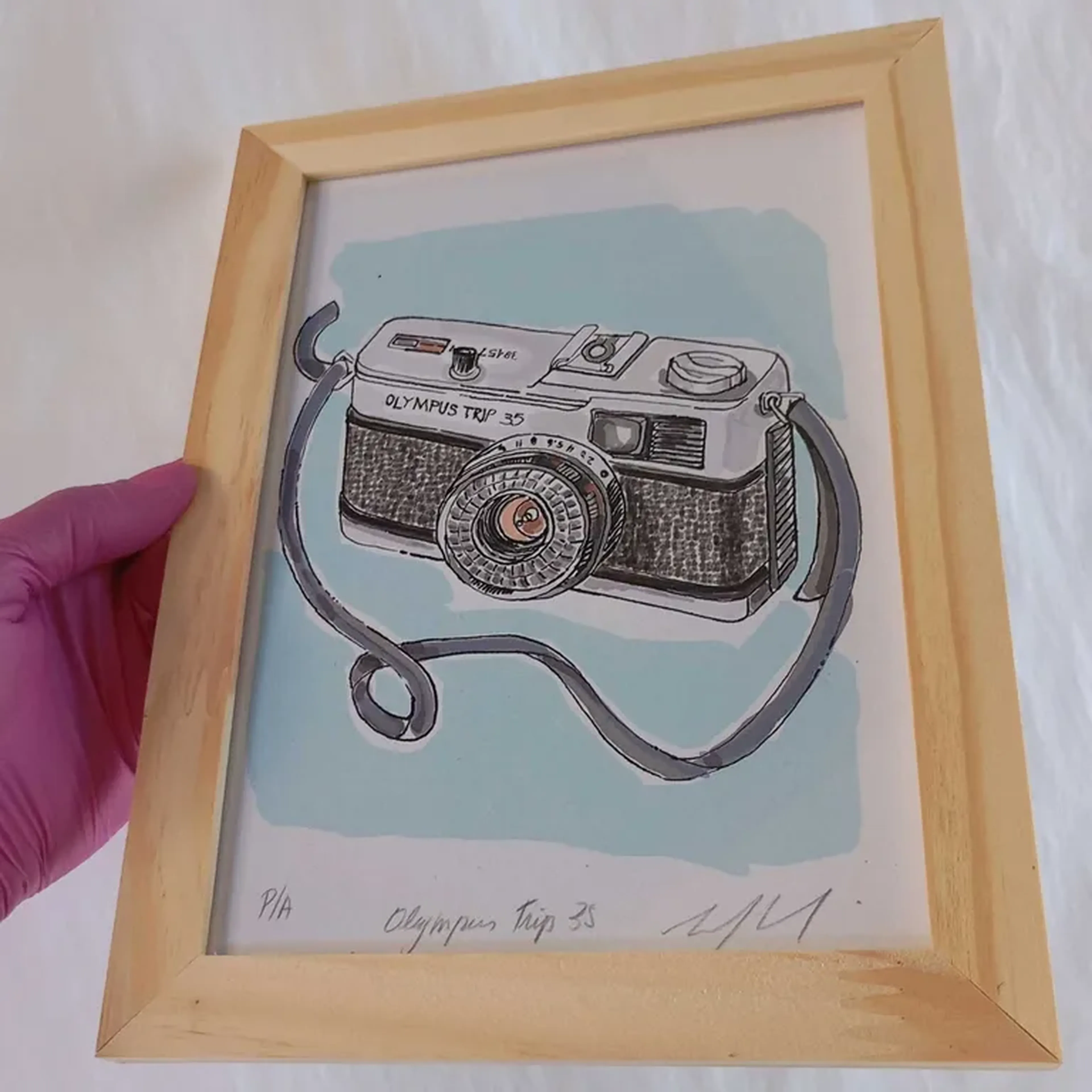 We Love Cameras - Olimpus Trip 35 - 15x21 cm moldura plana imagem