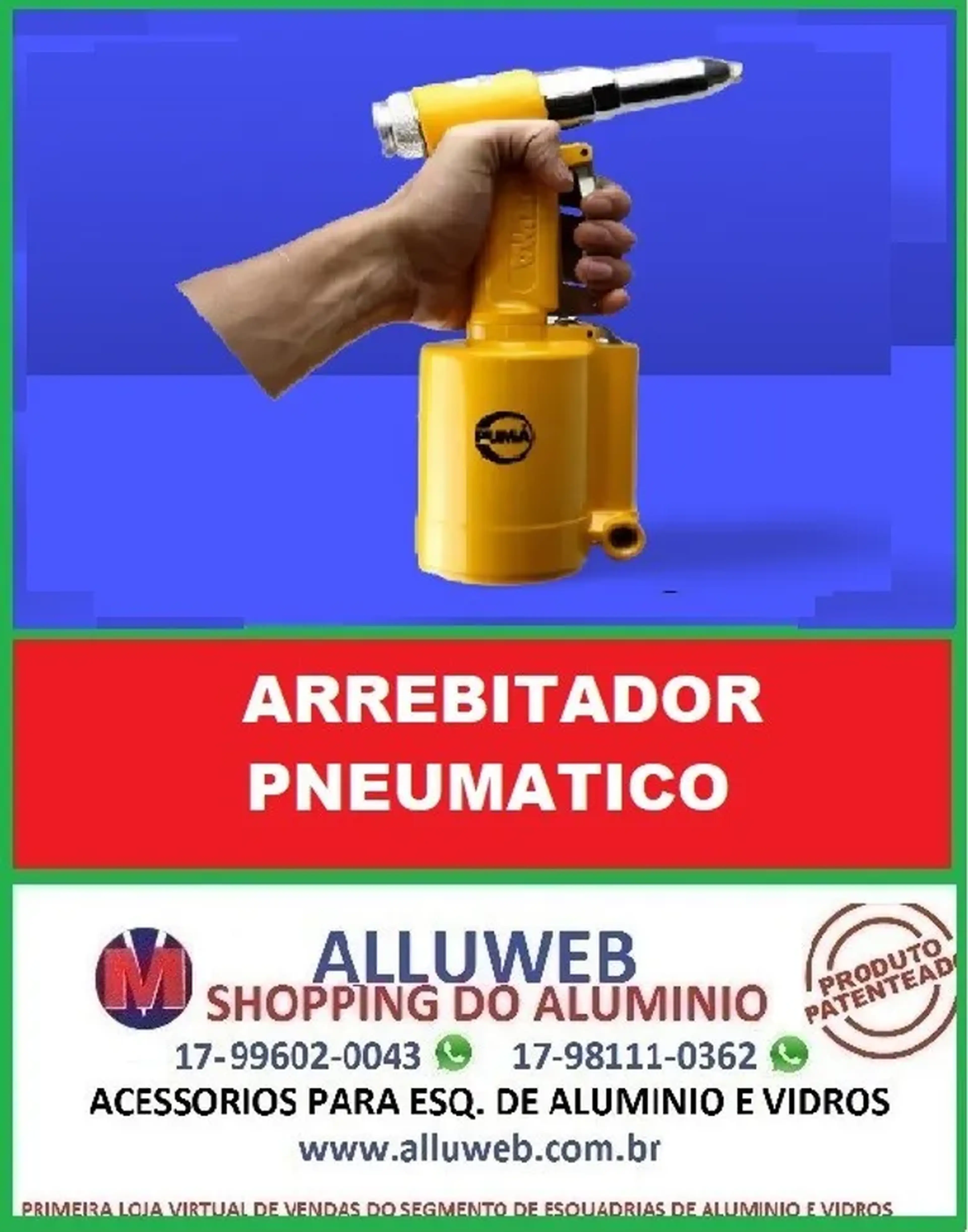 Arrebitador pneumatico para esquadrias aluminio imagem