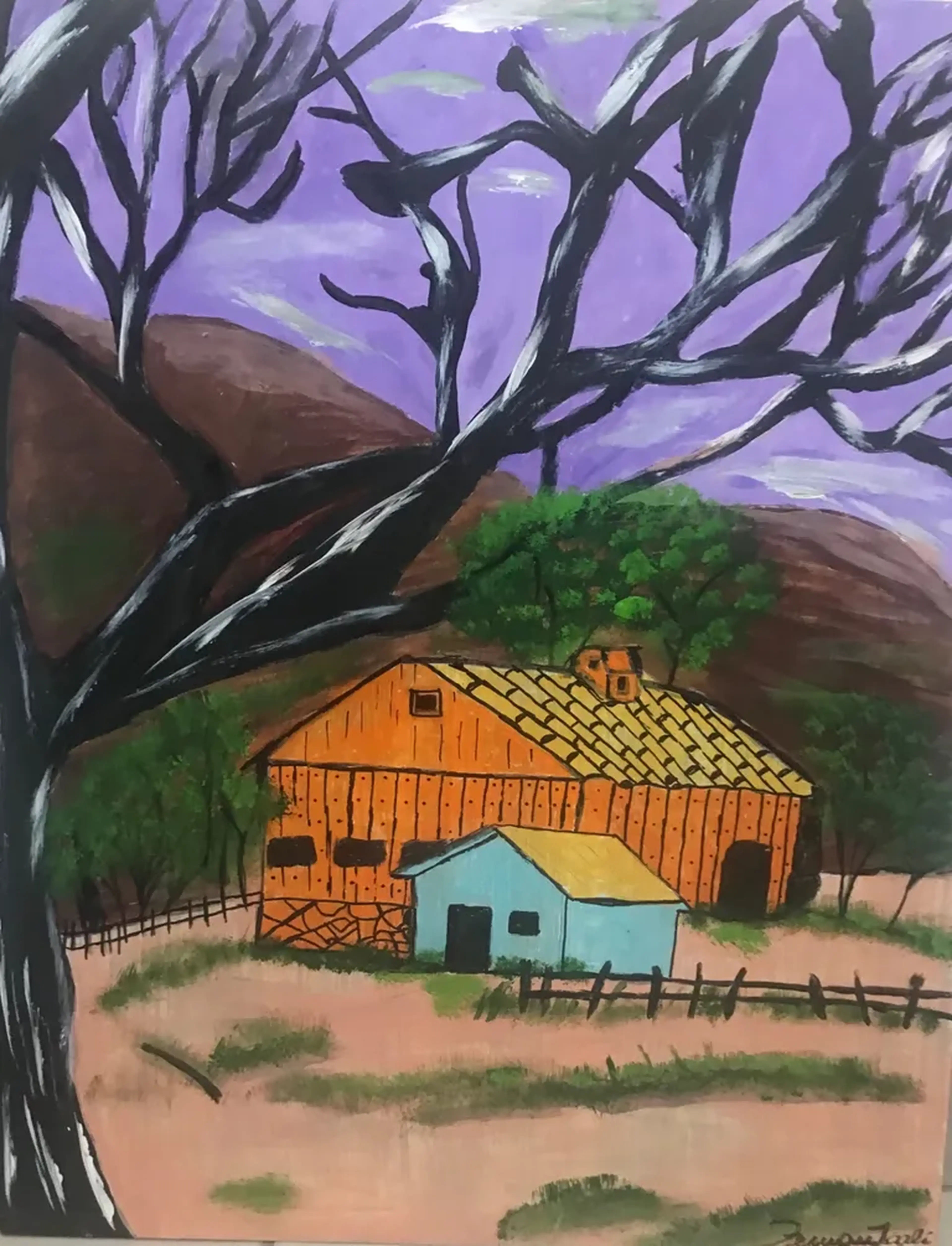 Tela MDF tinta óleo 40x50 “Celeiro “ imagem