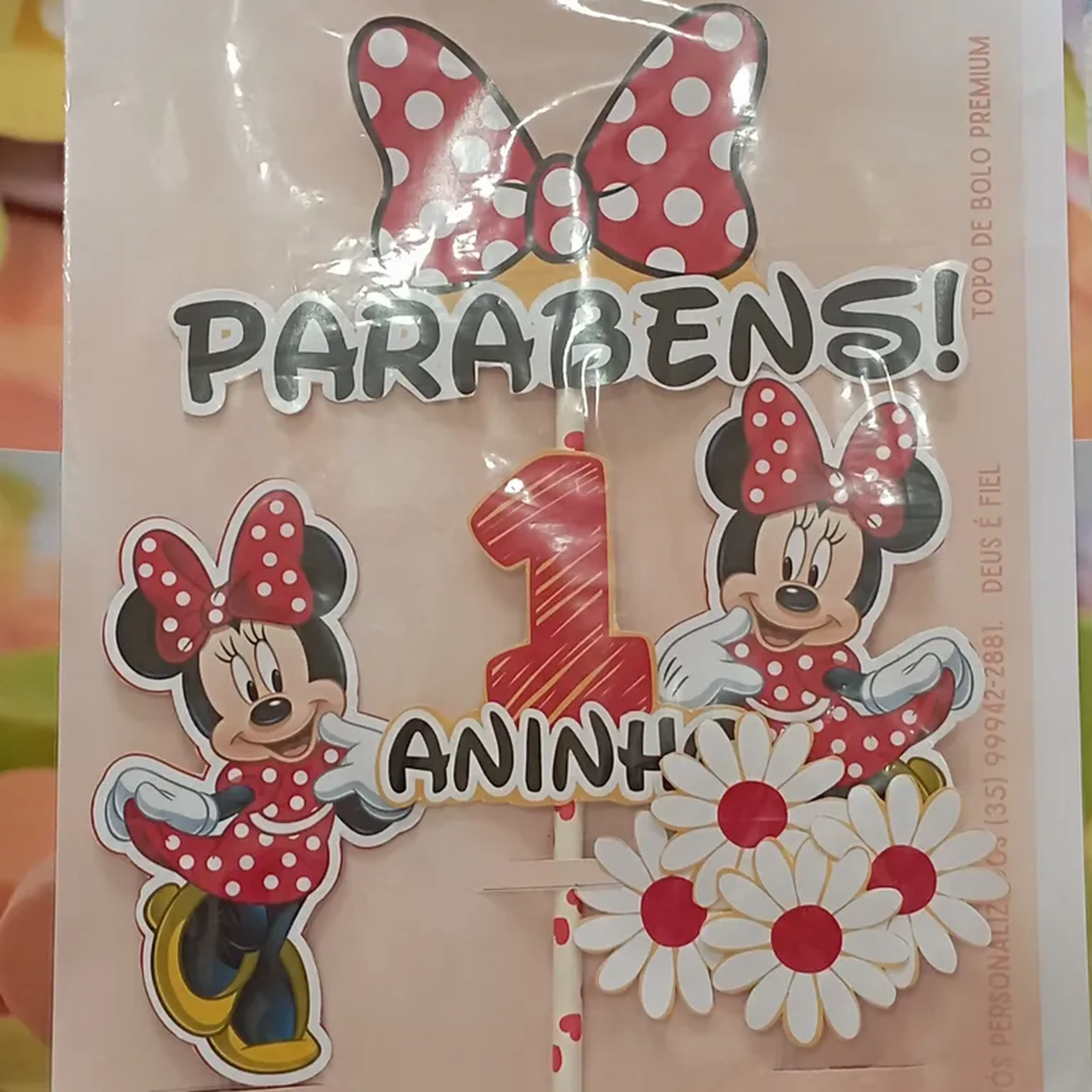 TOPO DE BOLO MINEY VERMELHA 1 ANO imagem