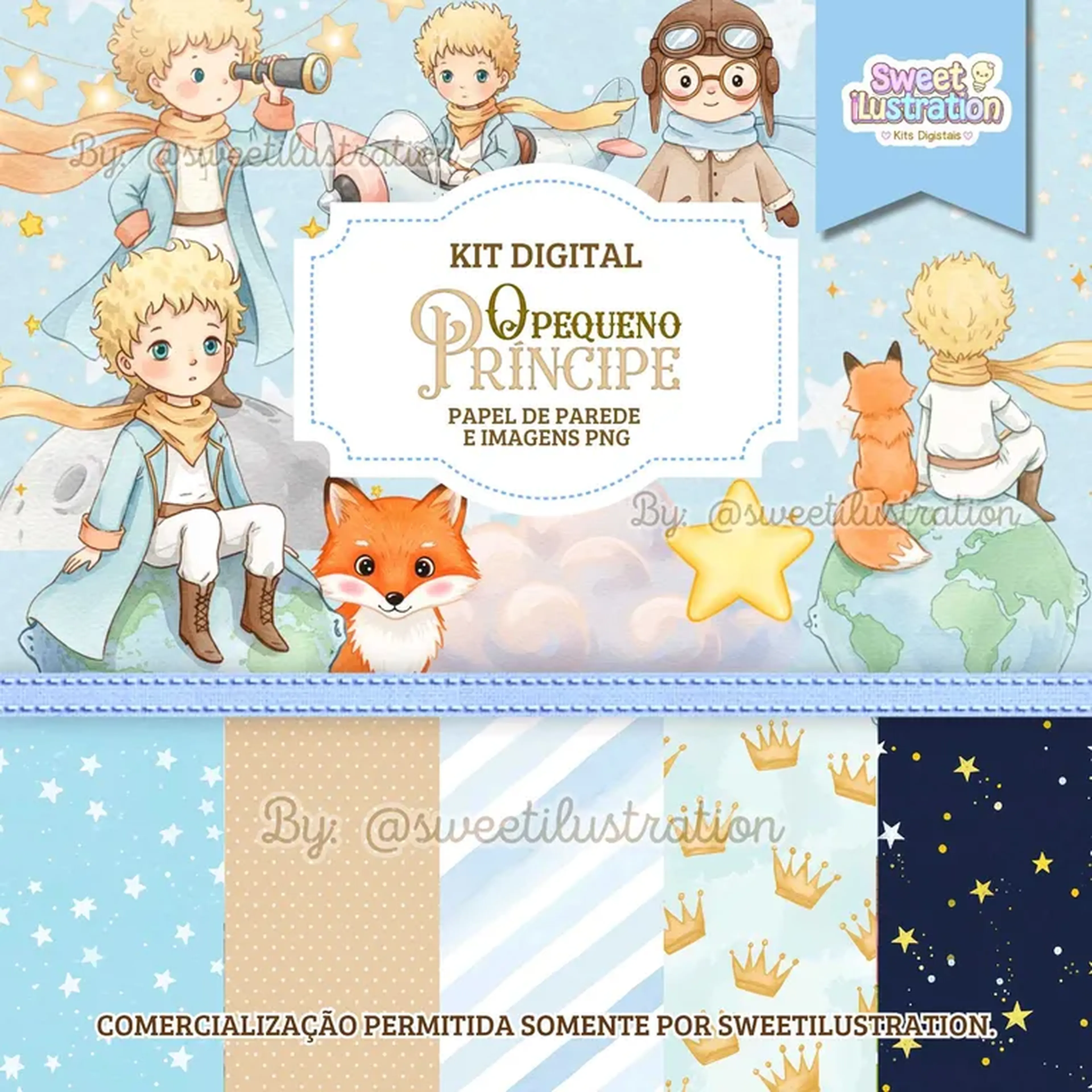 Kit Digital O Pequeno Príncipe Aquarela imagem