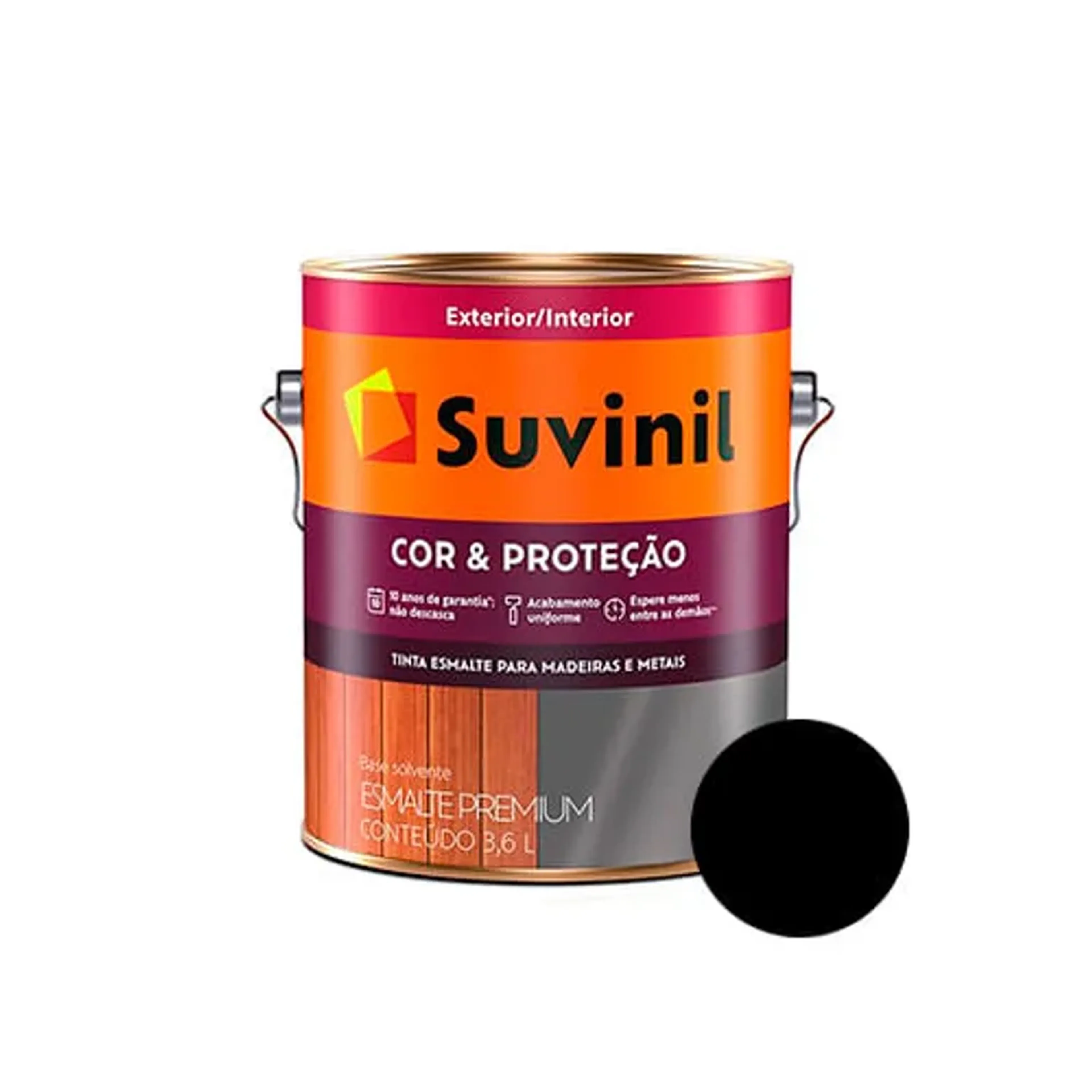 Tinta Esmalte Sintético Cor e Proteção preto fosco 3,6L - S imagem