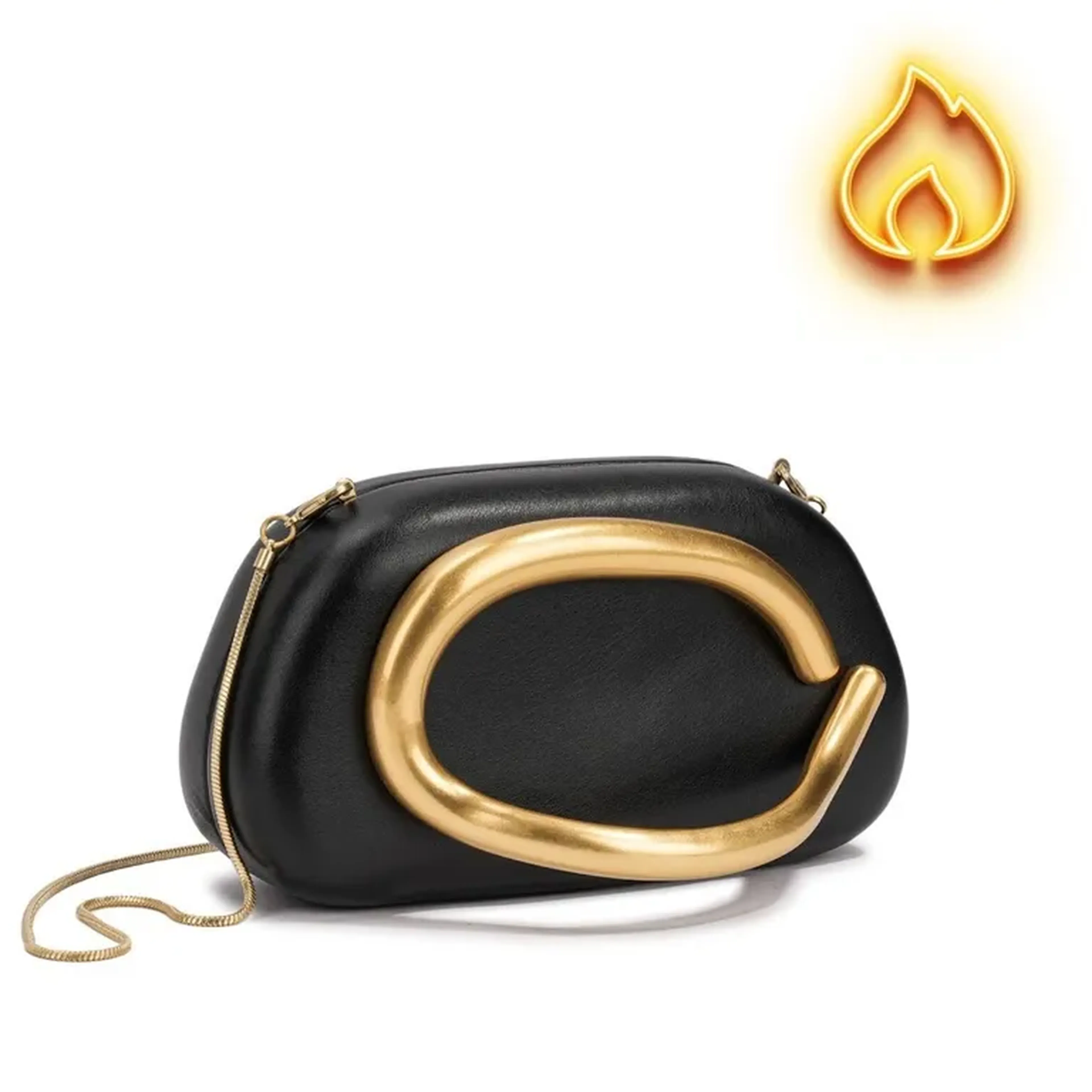 BOLSA CLUCTH COM ALCA DOURADA imagem